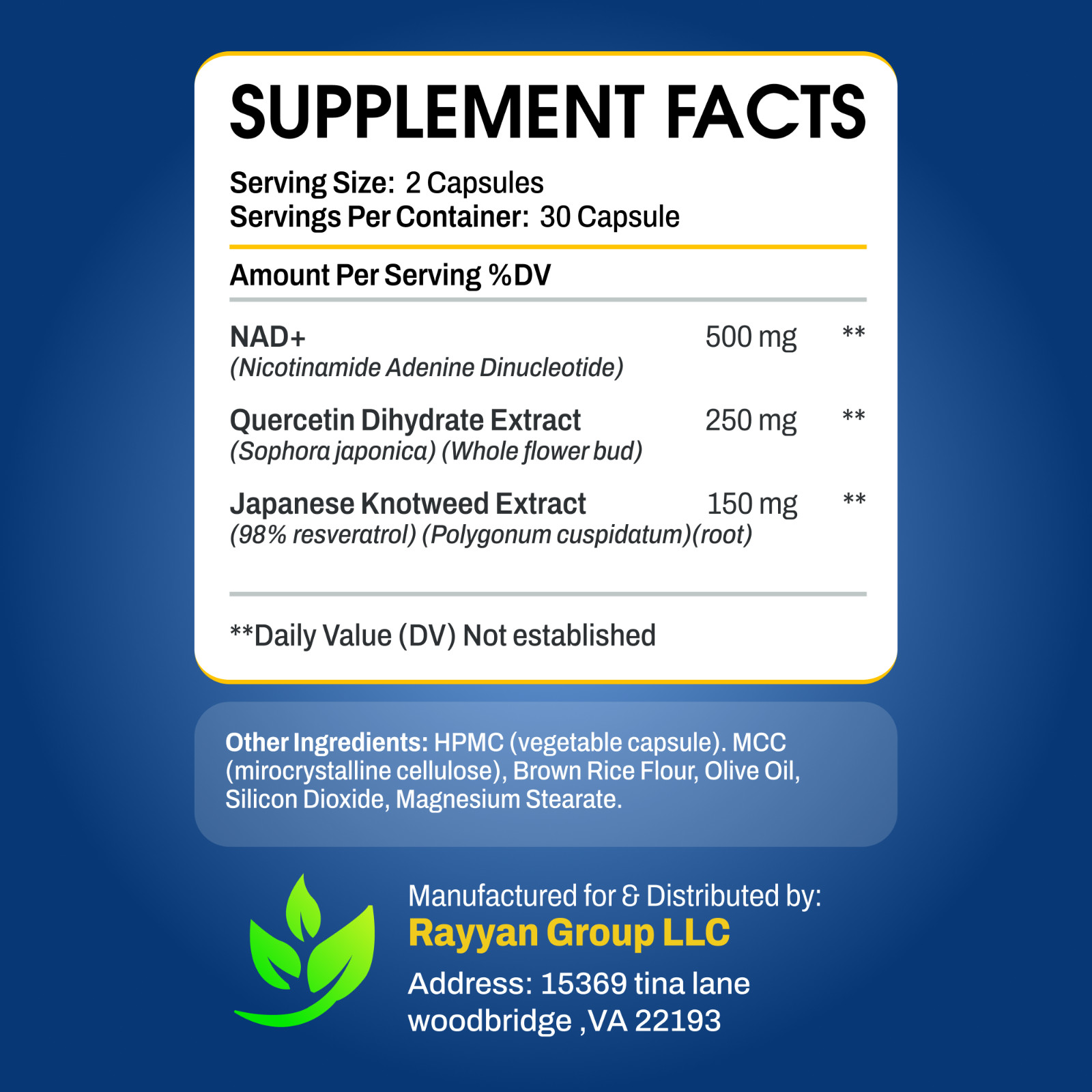 NutriiLab NAD+ Supplement Cellular Energy Anti-Aging DNA Repair Longevity Caps
