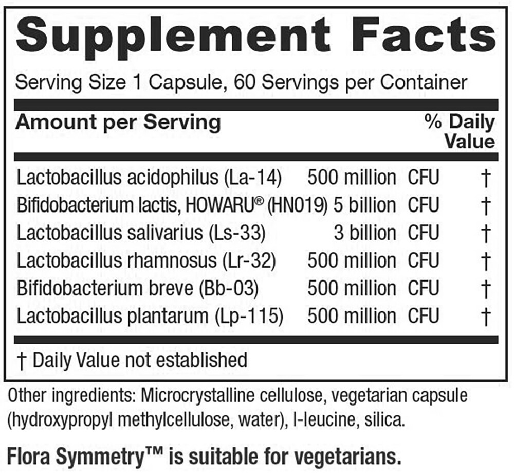 Vitanica, Flora Symmetry, Intestinal Probiotic Support, Vegetarian, 60 Capsules