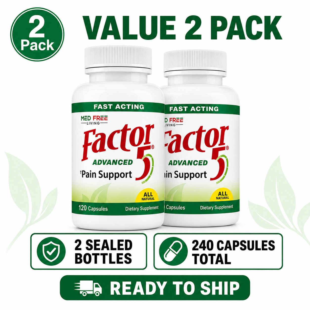 Med Free Living Factor 5 Advance Joint Support 2 Bottles