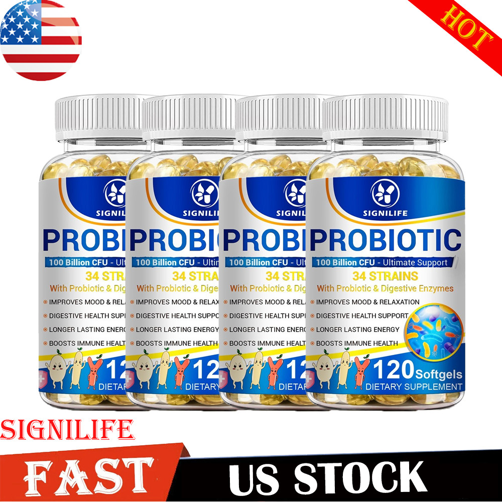 Probiotics Digestive Enzymes 100 Billion CFU Potency Immune Health 120 Capsules