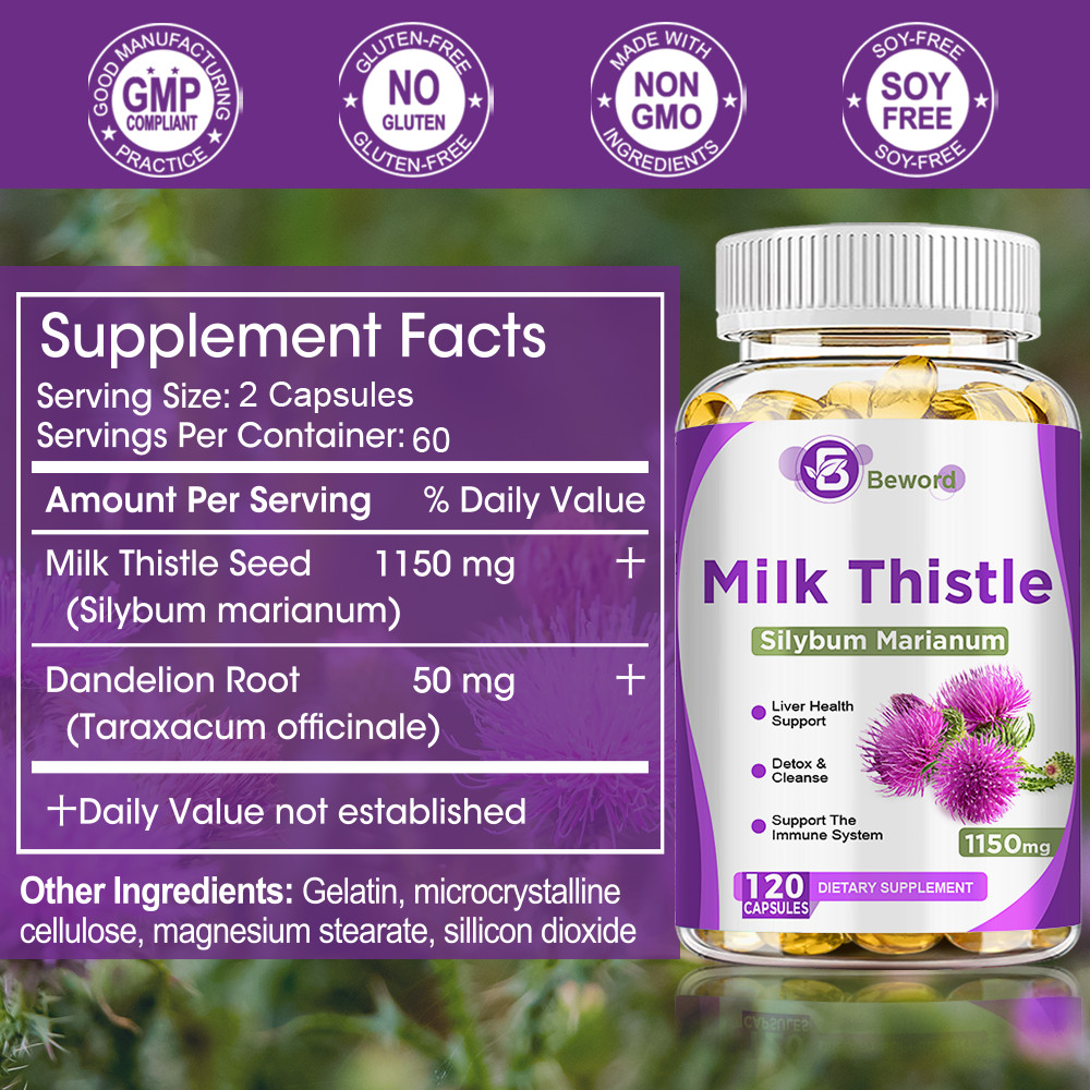 Liver Support 120ct Cleanse Detox Repair Health Milk Thistle Dandelion Root