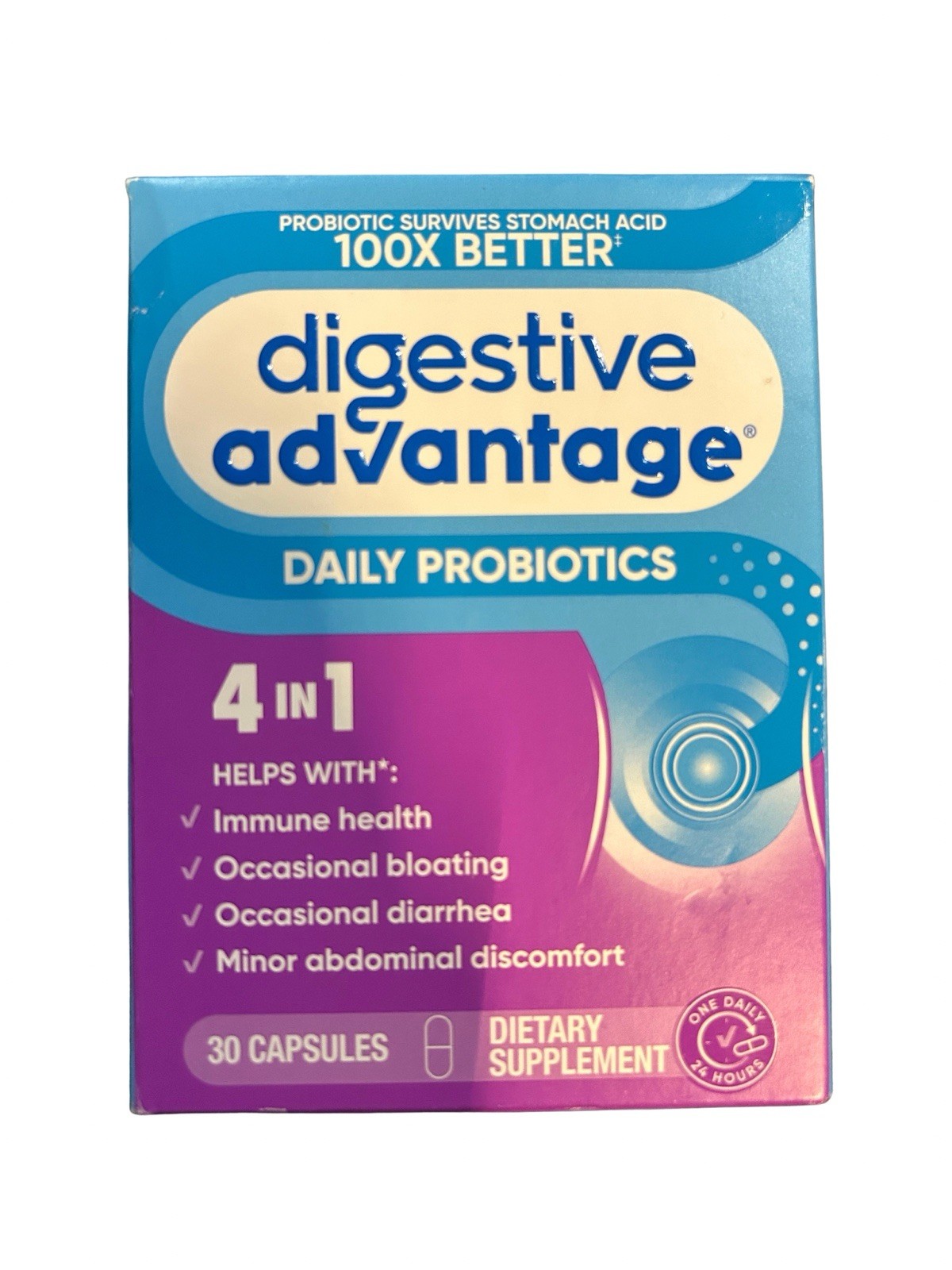 Digestive Advantage 4-in-1 Daily Probiotics 30 Count Exp 8/27