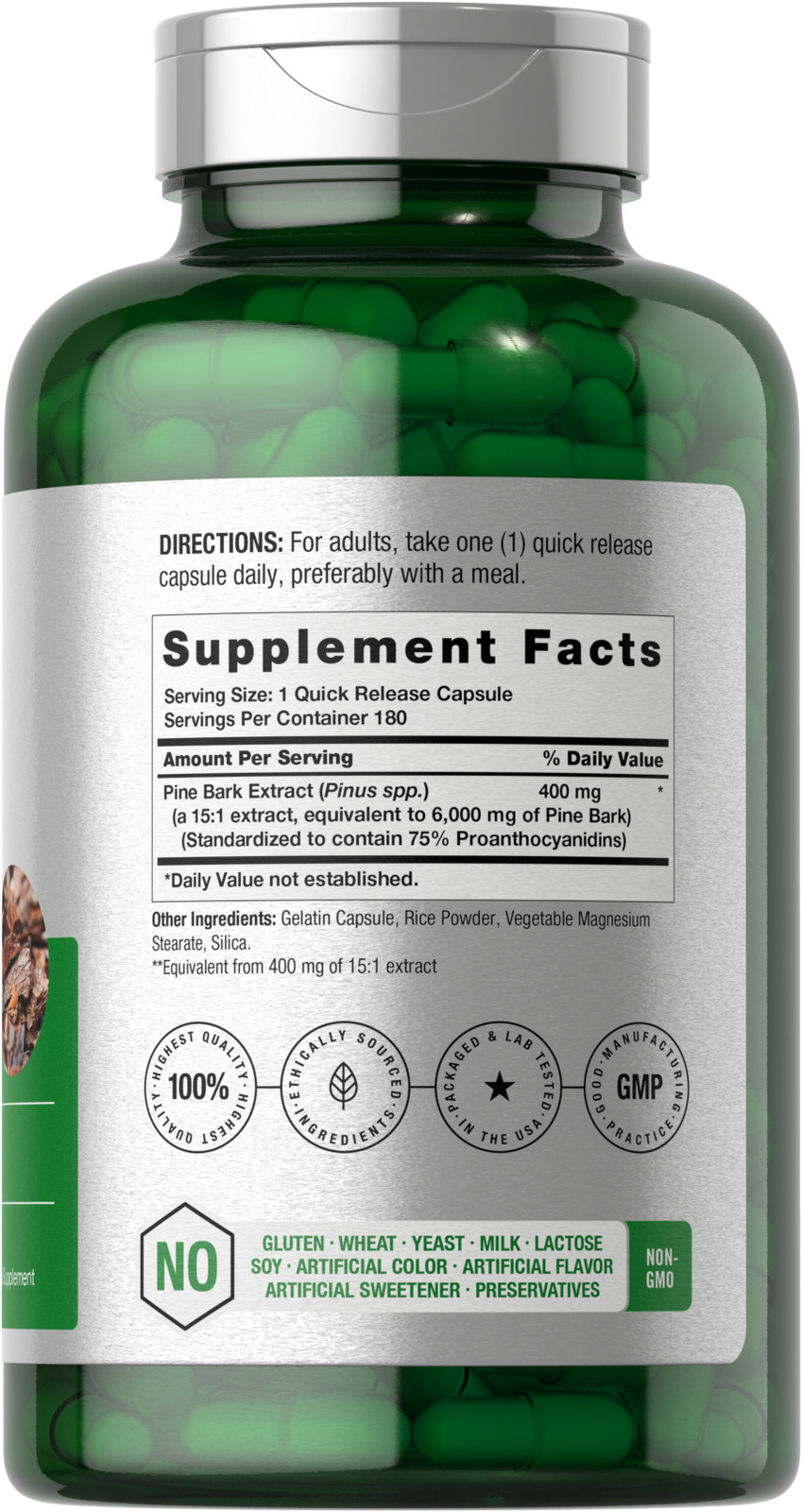 Horbaach Pine Bark Extract 6000 mg | 180 Capsules | Non-GMO, Gluten Free