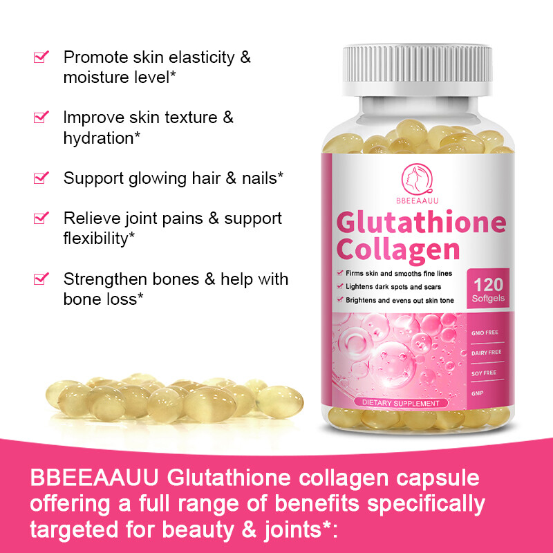 Glutathione Collagen Skin Whitening Pills Anti Aging Strengthen Bones 120 Pcs