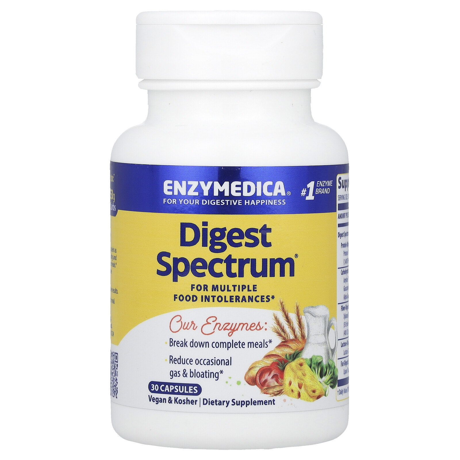 Enzymedica Digest Spectrum 30 Capsules Casein-Free, Dairy-Free, Egg-Free,