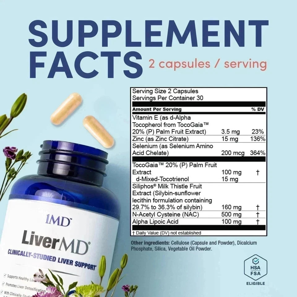 1MD Nutrition LiverMD support healthy liver, 60 Caps, (Pack of 3)