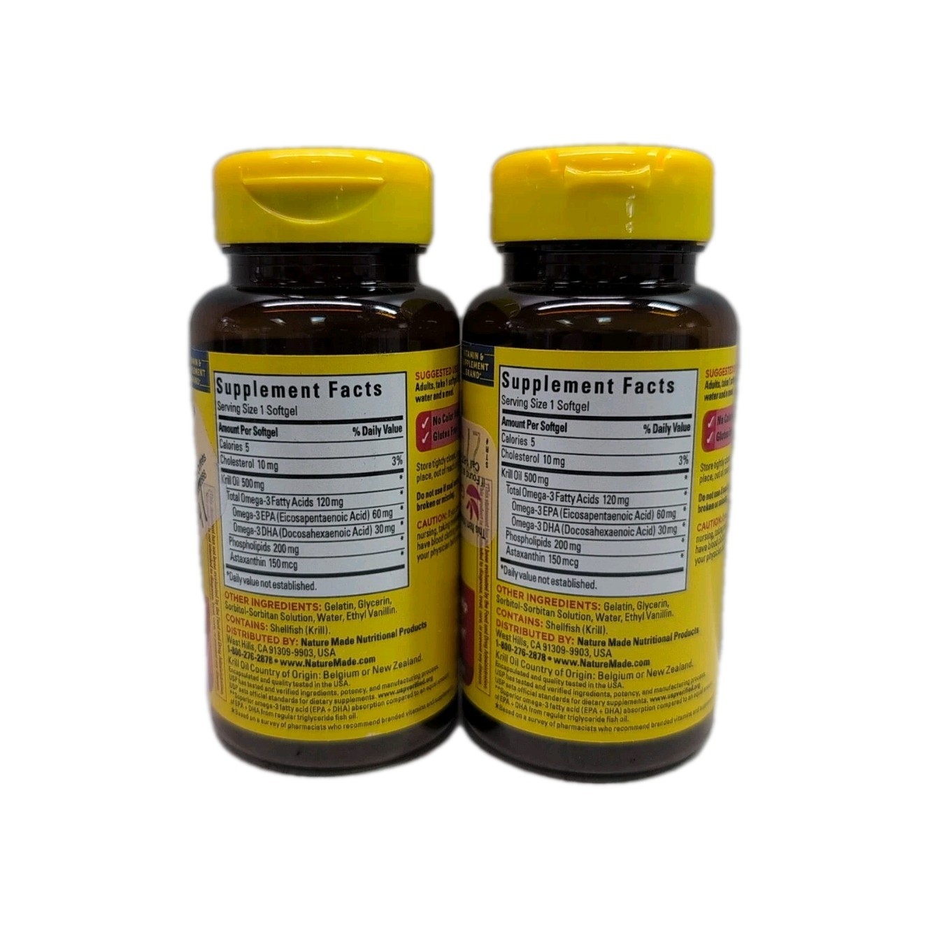 (2) Nature Made Superior Absorption Krill Oil 500 MG Astaxanthin Softgels 06/27