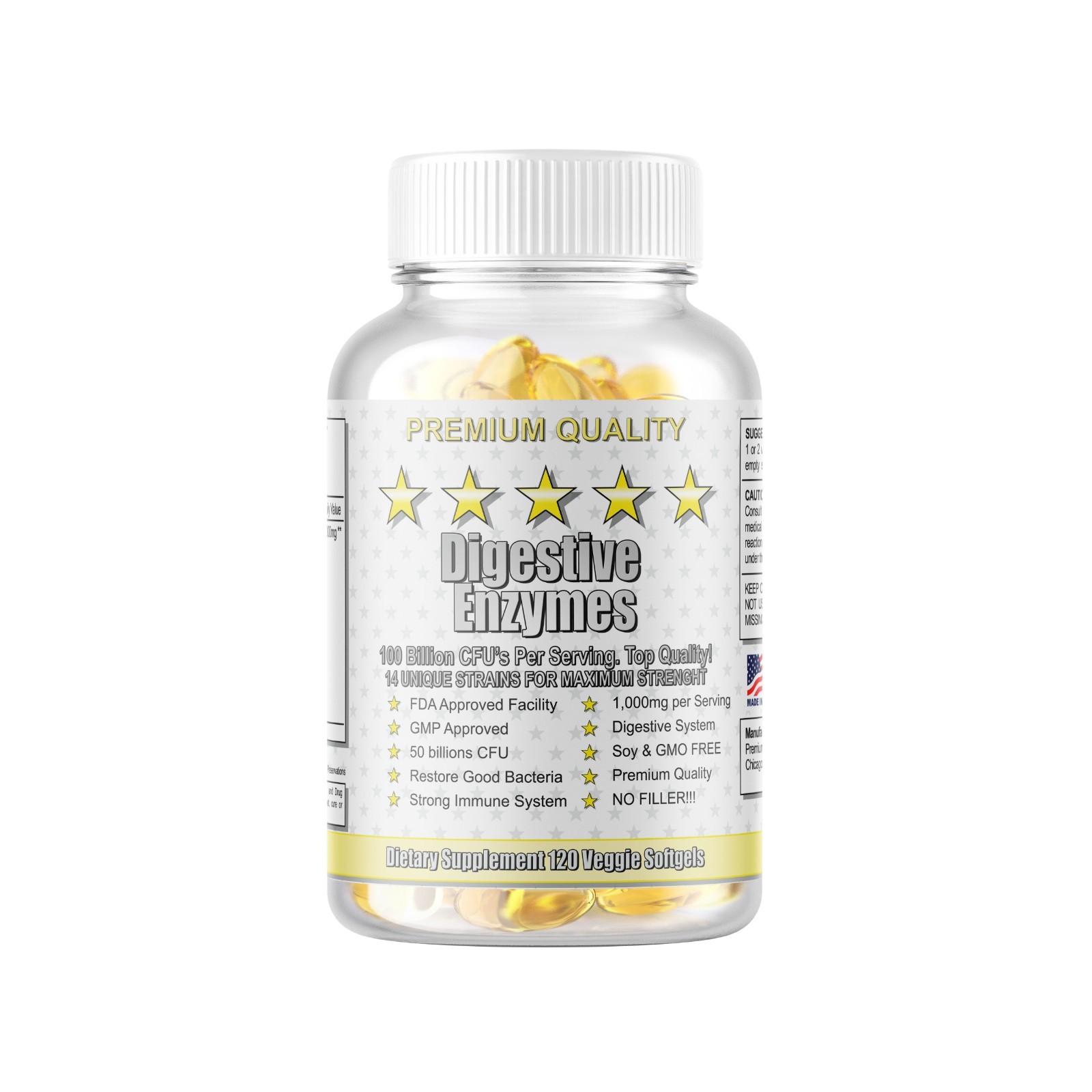 Digestive Enzymes Prebiotic & Probiotics Gas, Constipation & Bloating Relief 120