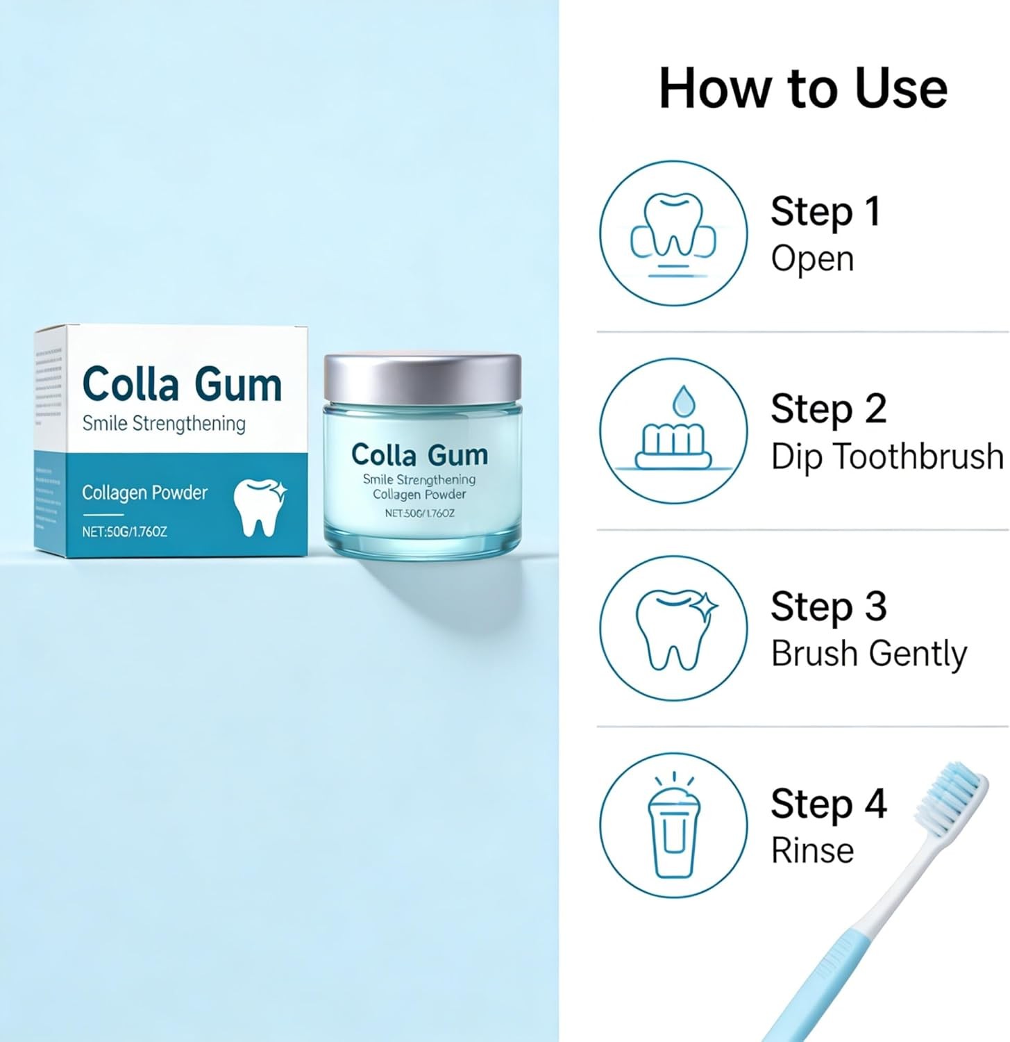 Collagen Tooth Powder for Daily Oral Care, Fresh Breath & Clean Teeth, 1pc