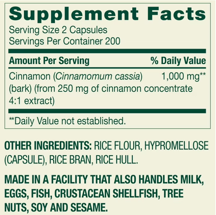 ( 2 pack ) Cinnamon Dietary Supplement, 1000 Mg, 400 Count