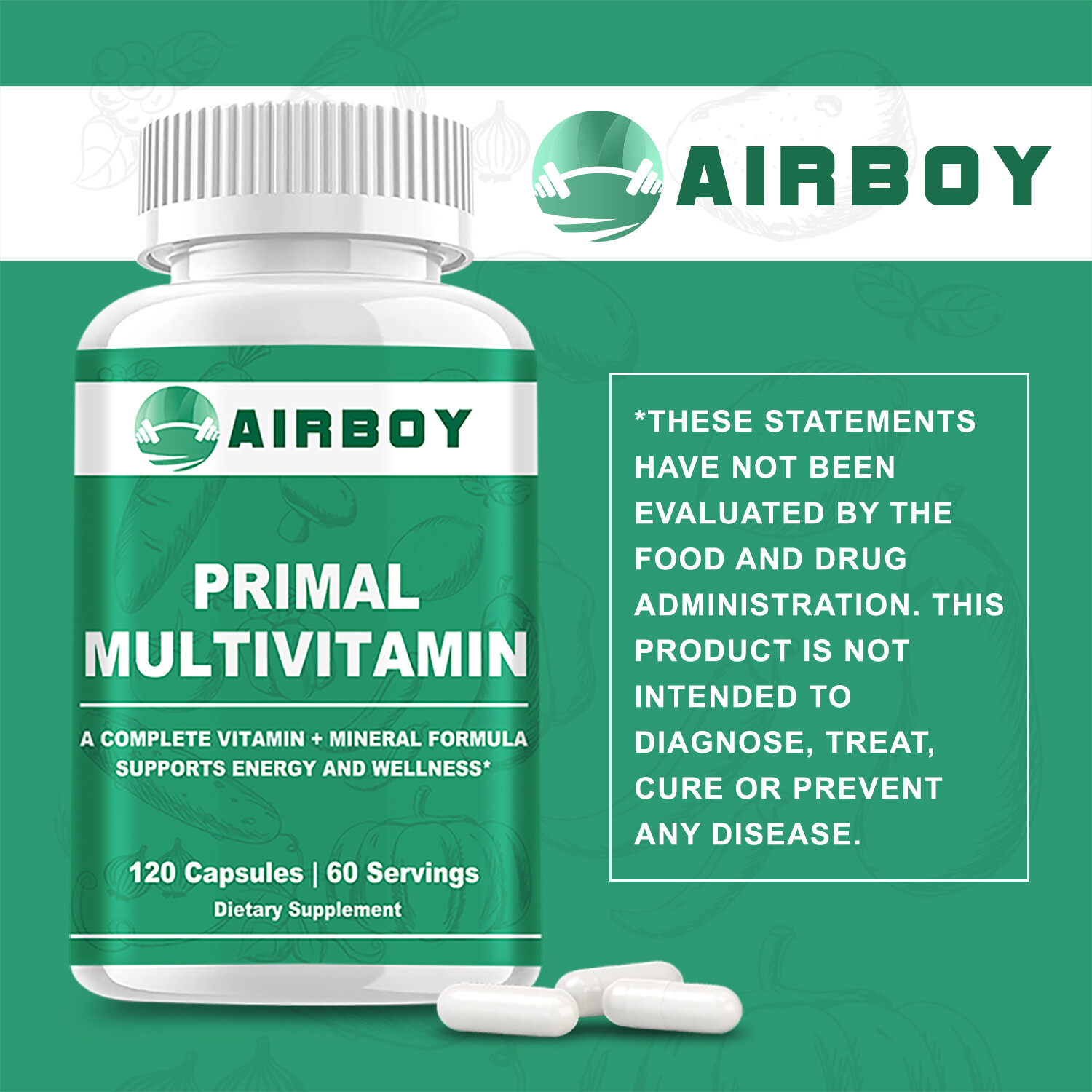 120pcs Primal Multivitamin-Multiminerals-Highest Potency,Support Energy & Health