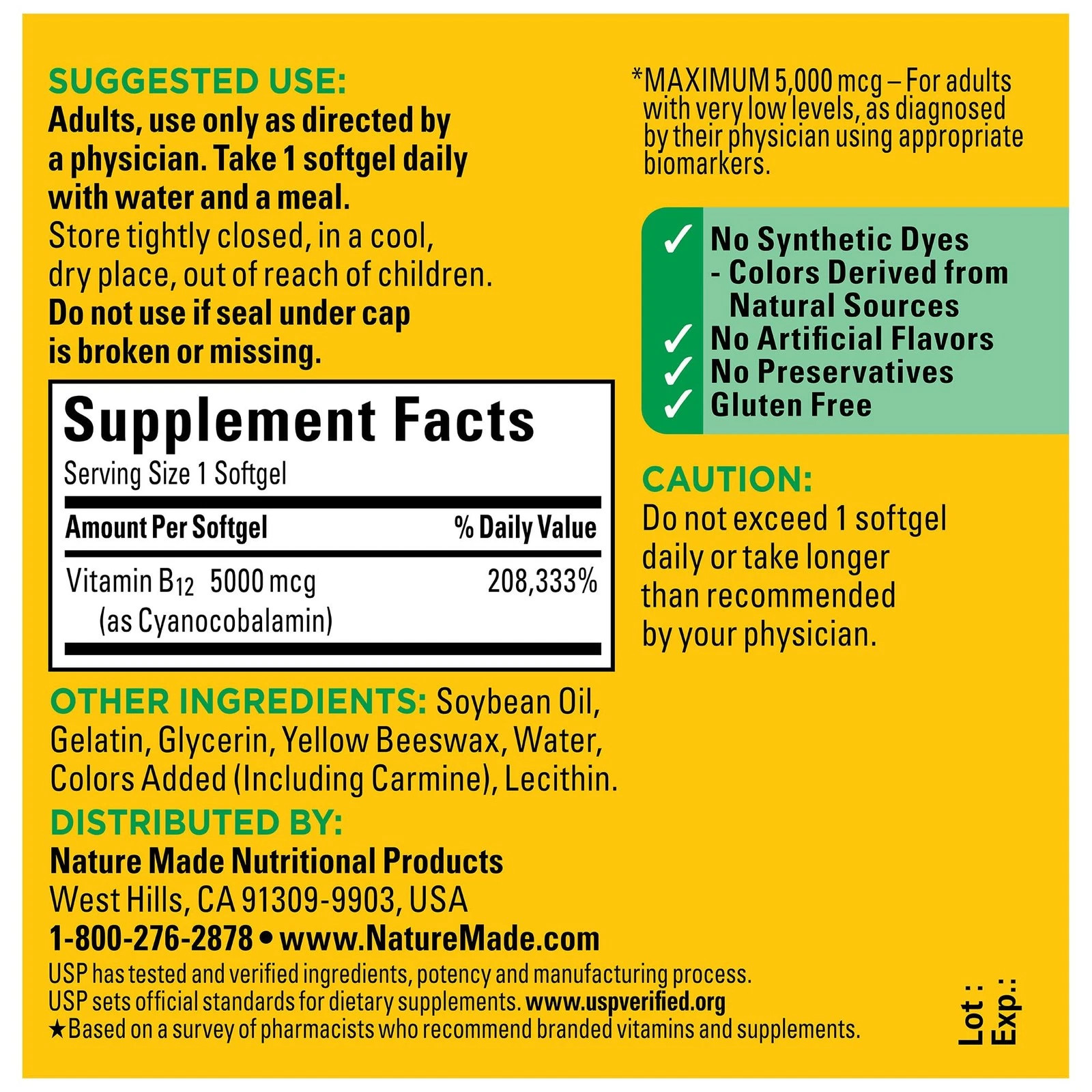 Nature Made Maximum Strength Vitamin B12 5000 Mcg, Energy Metabolism Support