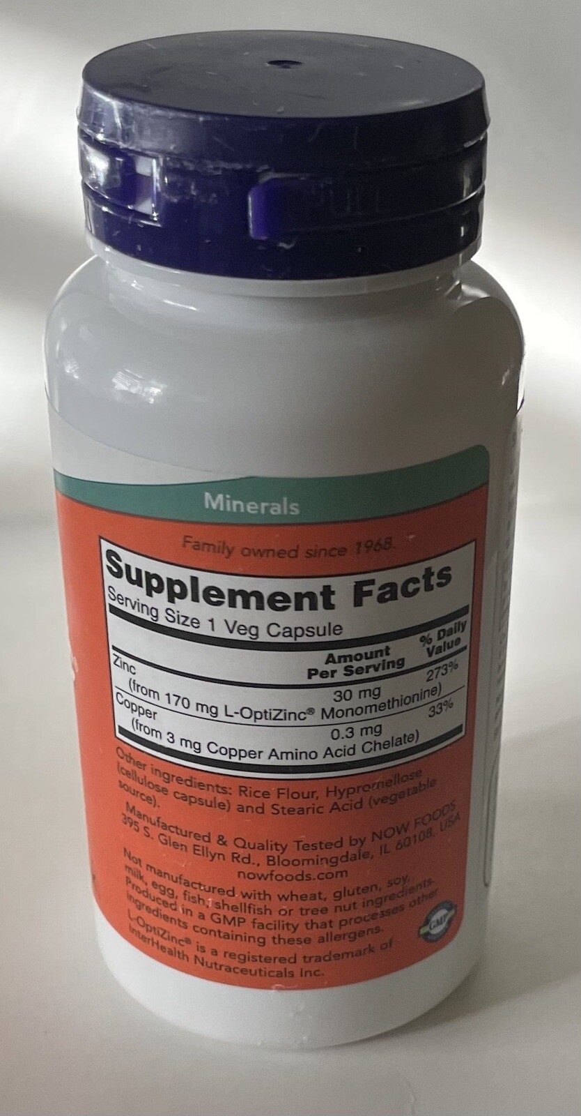 NOW, L-OptiZinc, 30 mg, 100 Capsules, Immune Support, Exp. 12/2025.