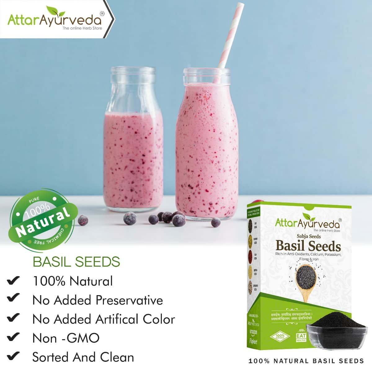Attar Ayurveda Sabja Basil Seeds For Weight Loss 500gm_