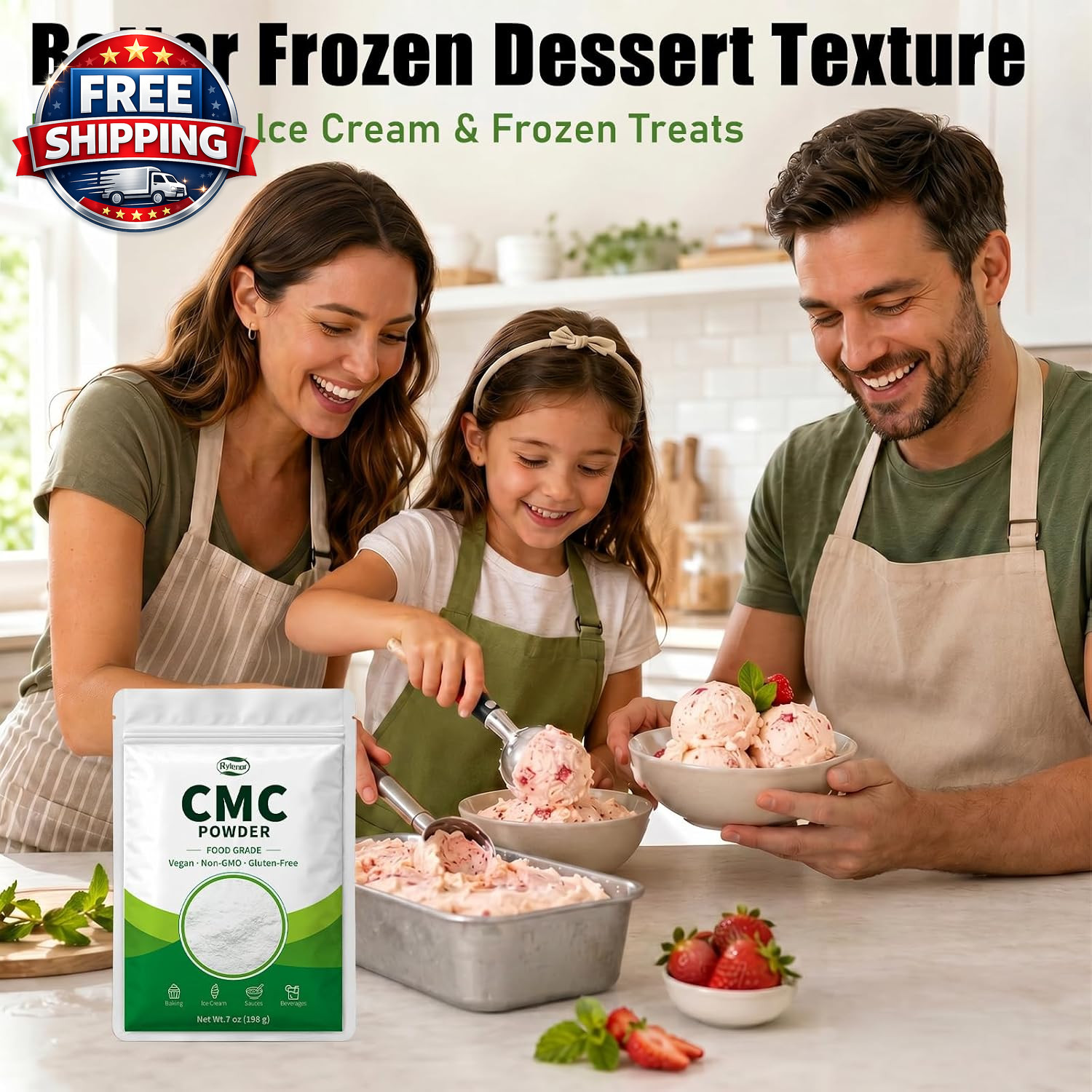 100% Pure CMC Powder CMC Para Helados for Fondant, Ice Cream Stabilizer – 7Oz Ce