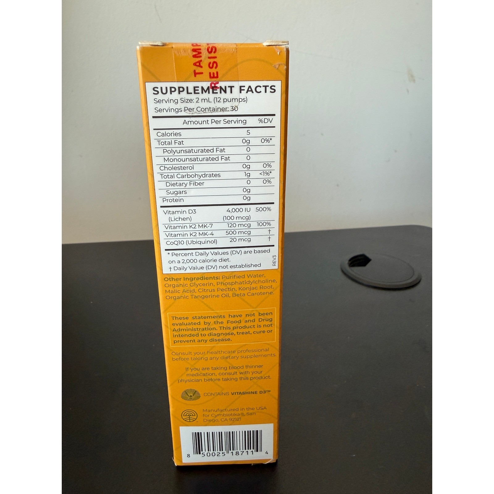 Cymbiotika Liposomal D3 K2 CoQ10 Tangerine 60ml 2oz New Sealed