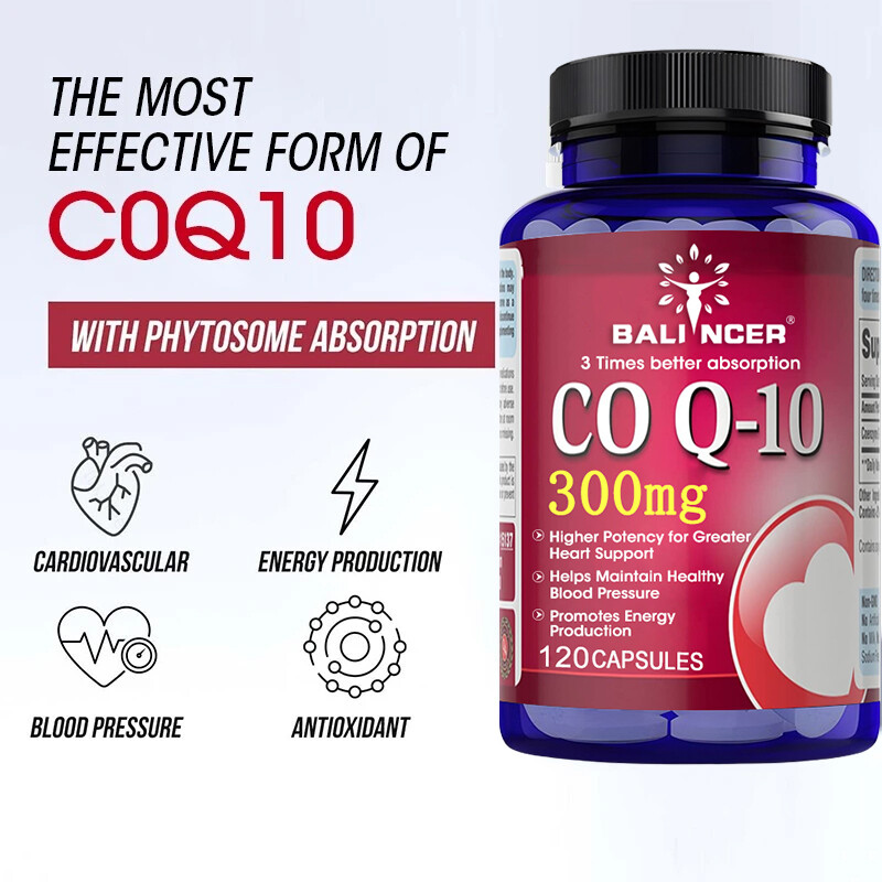 CoQ10 – Co Enzyme Pure Ubiquinone CQ10 Of Coenzyme Q10 300mg 30/60/120Vegan Caps