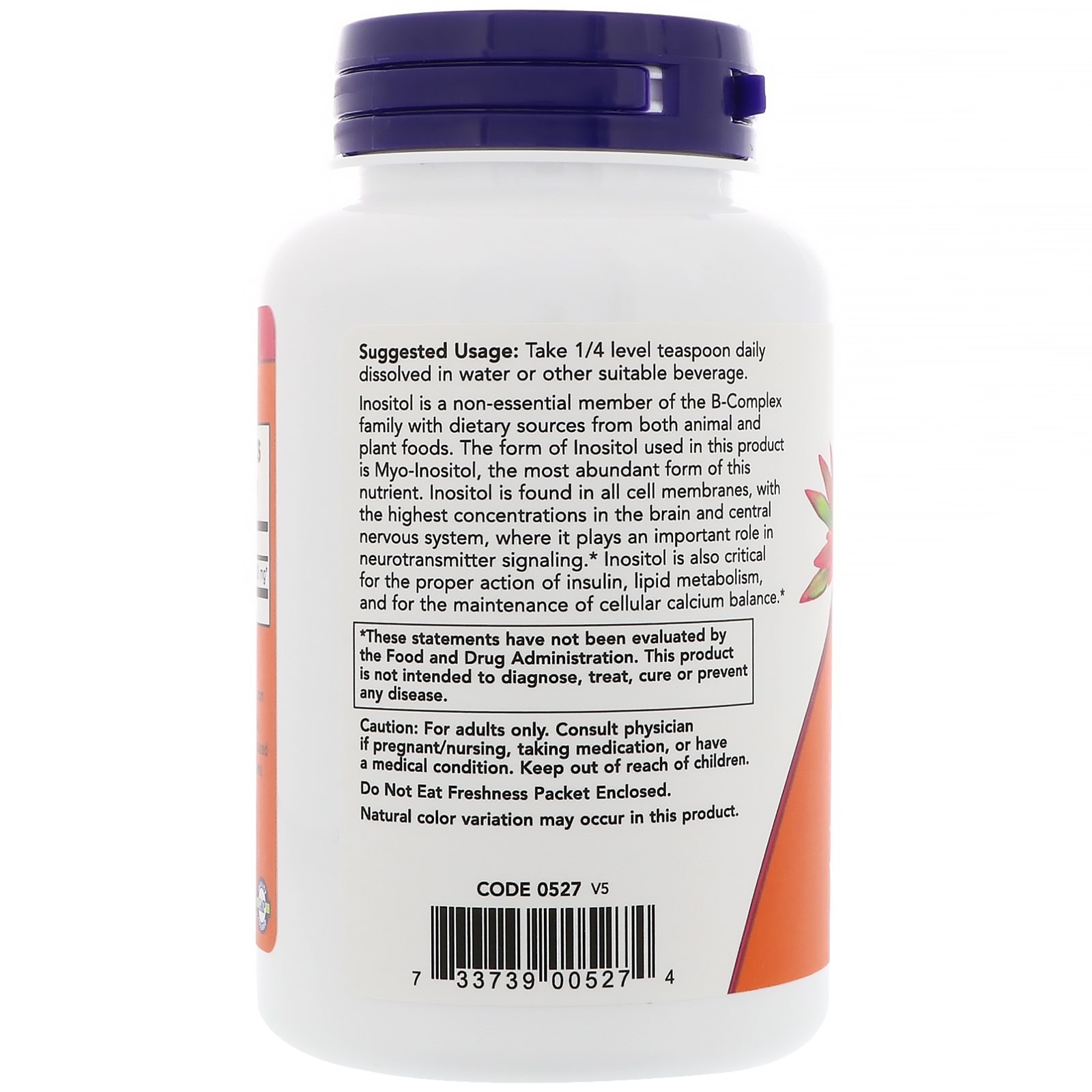 Now Foods Inositol Powder 4 oz 113 g GMP Quality Assured, Kosher, Vegan,