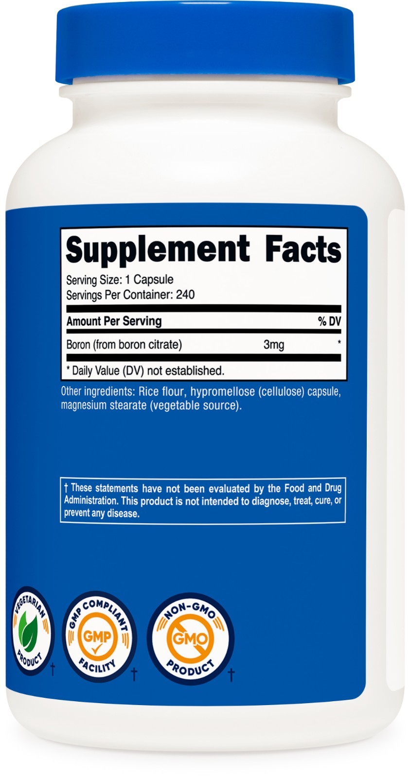 Nutricost Boron 3mg Supplement, 240 Vegetarian Capsules, 240 Servings