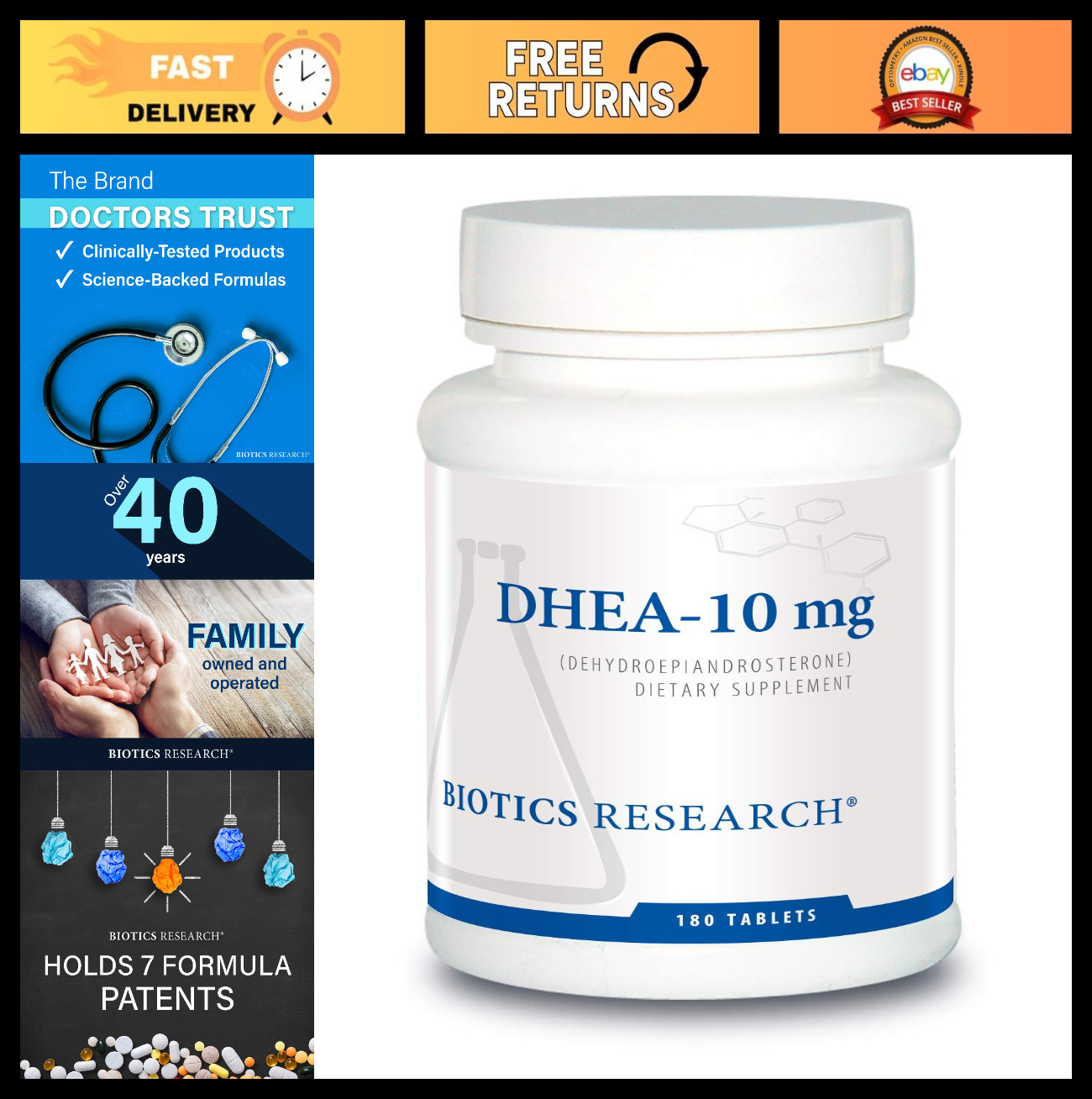 DHEA 10mg Tablets for Hormonal Balance, Metabolism, Mood Support & Stress Relief