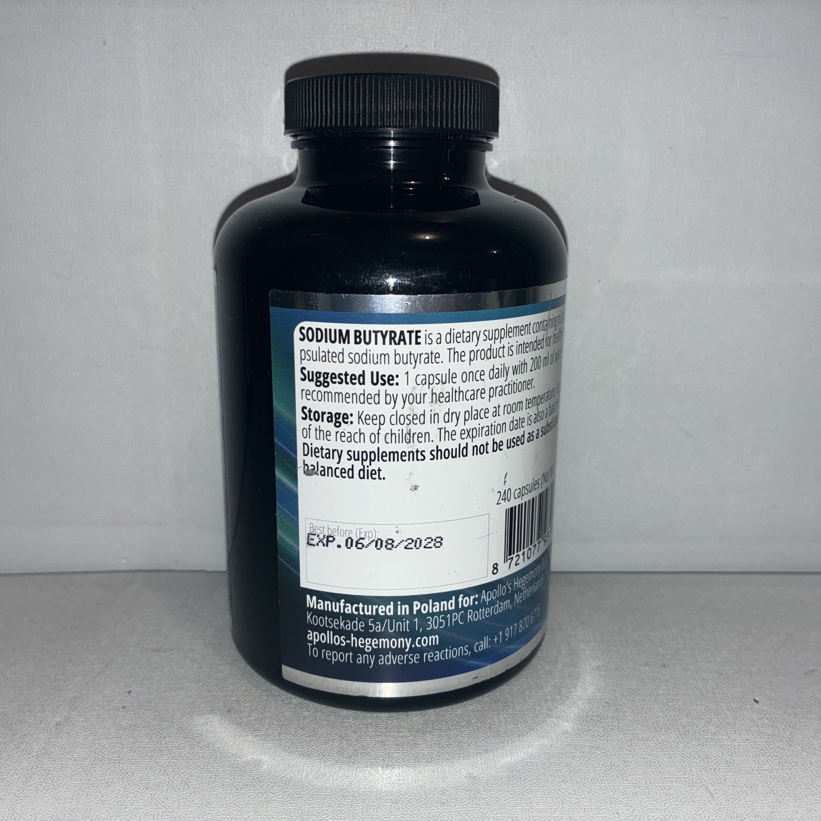 Sodium Butyrate High Dose 580 mg/240 Vegan Capsules/ Exp 06/2028