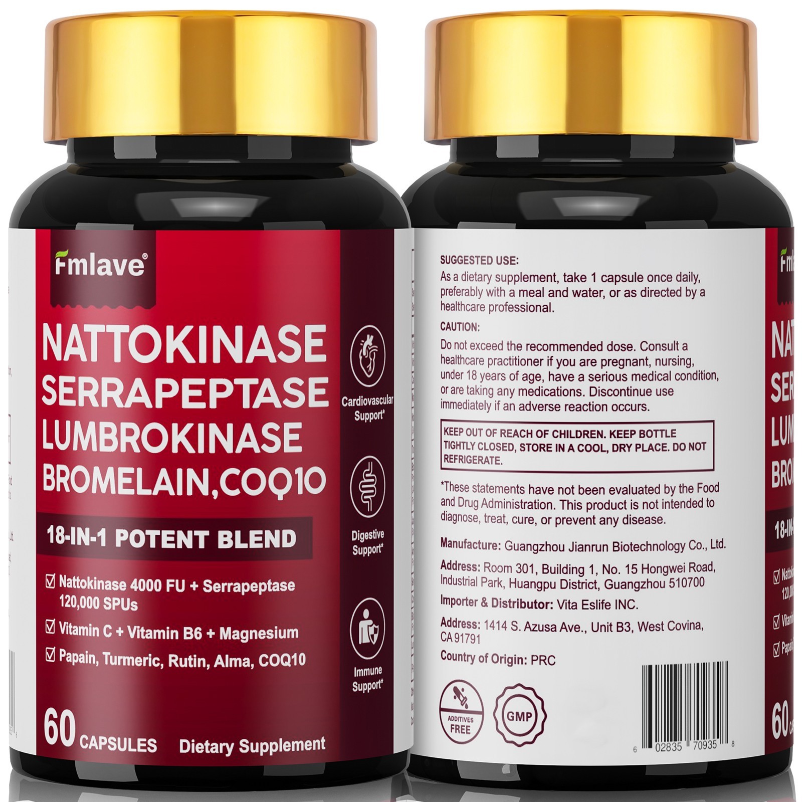 Nattokinase 4,000 FU Heart & Cardiovascular Health, Circulatory Support Non-GMO
