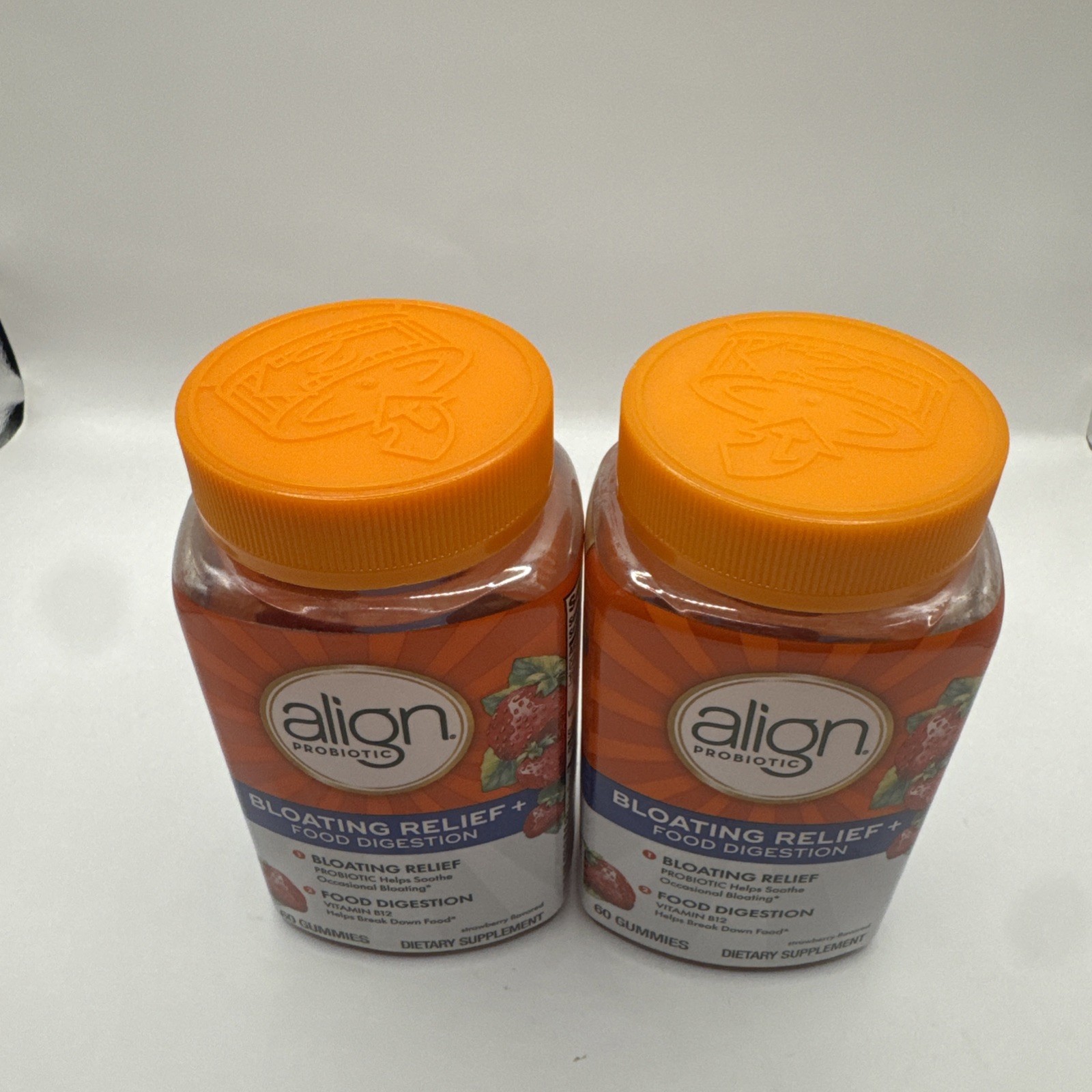 Lot (2) Align Probiotic Bloating Relief + Food Digestion 60 Gummies Exp 10/25+