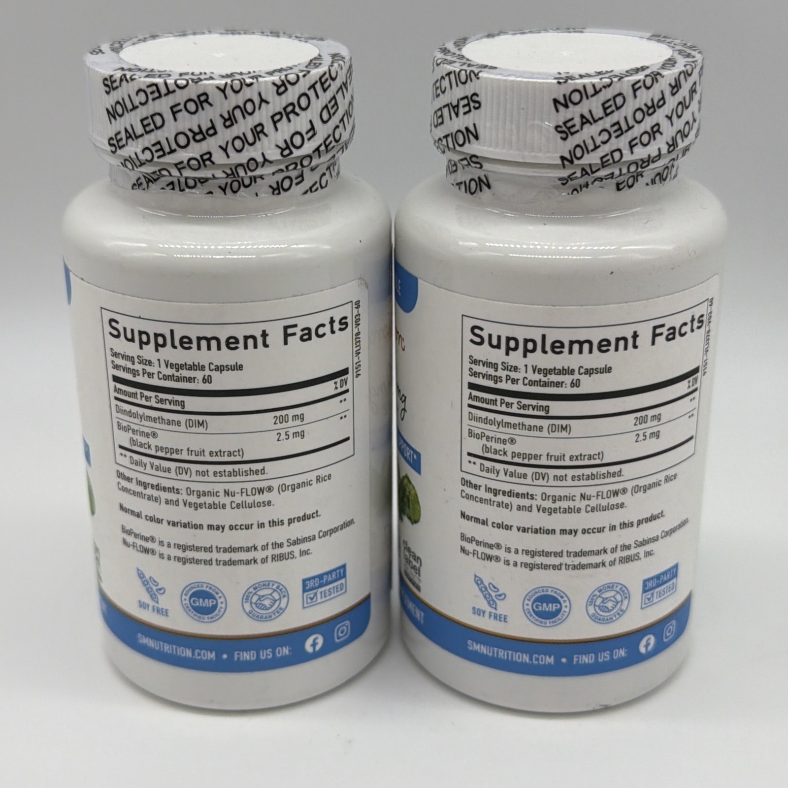 (2) SM Nutrition DIM 200mg w/BioPerine 60 capsules/ea NEW Exp 10/2026