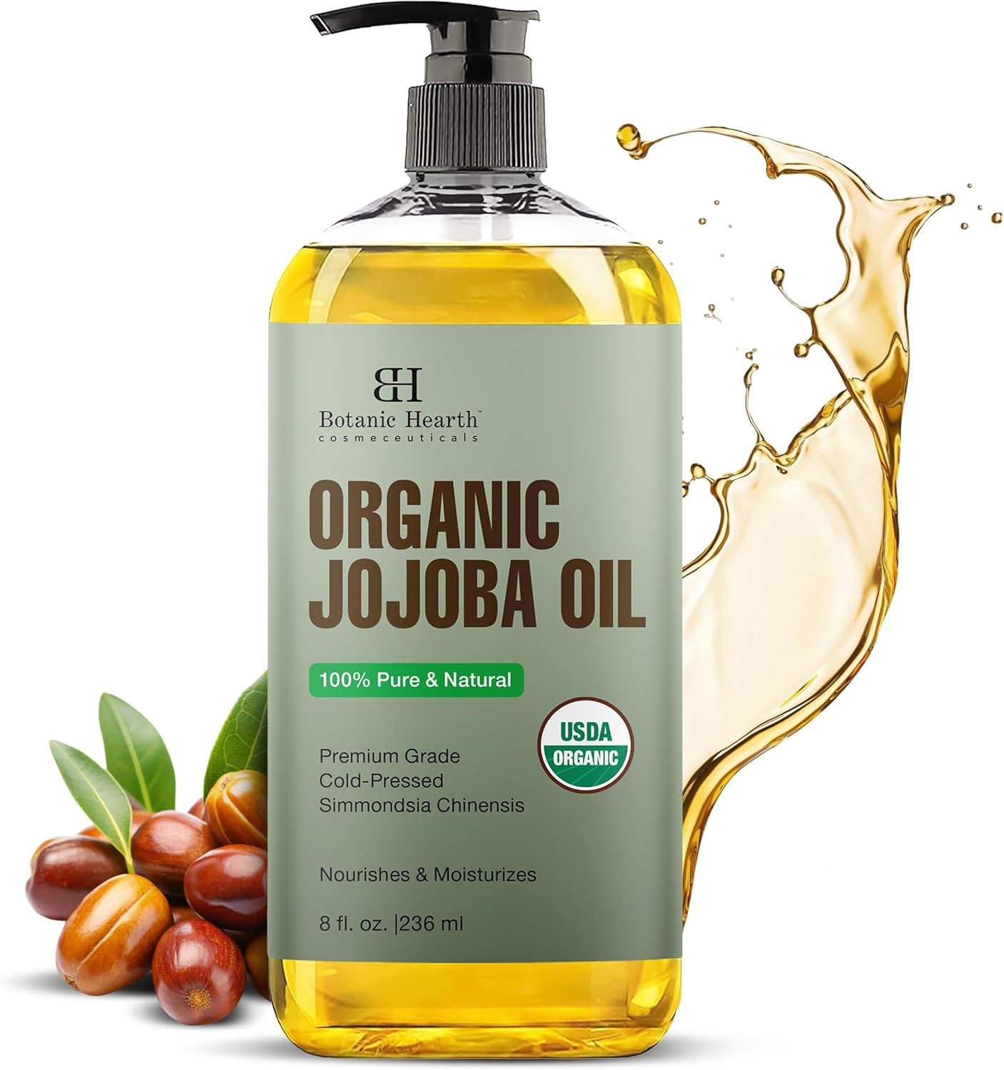 USDA Organic Jojoba Oil 8 Fl Oz |100% Pure and Natural- Cold Pressed & Hexane Fr