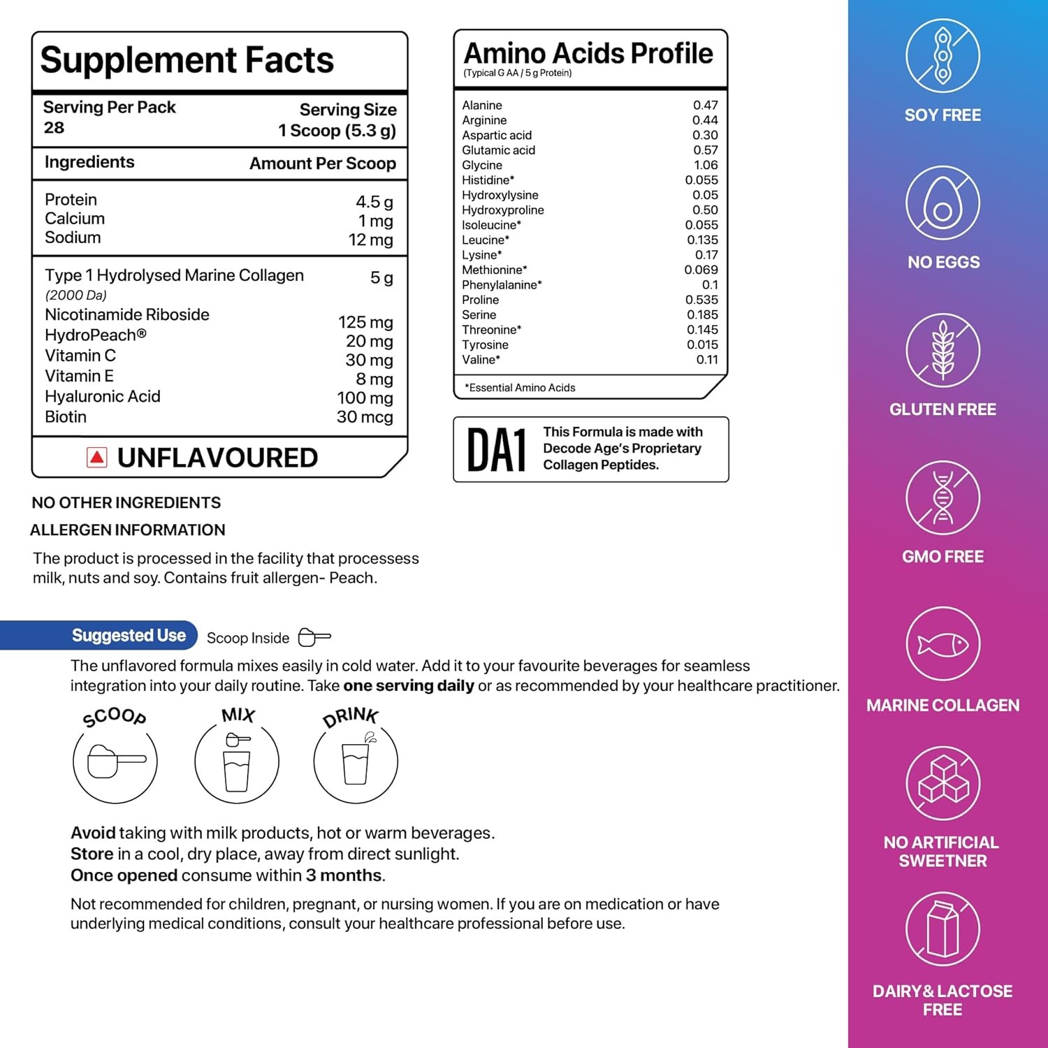 Decode Age OptiAge Premium Hydrolysed Collagen Peptides 150 gm Powder