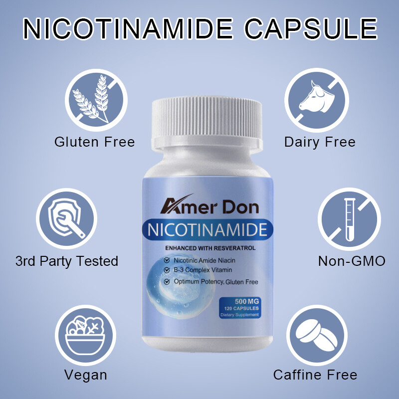 Nicotinamide Resveratrol 500MG, Natural Anti-aging NAD Supplement 120 Capsules