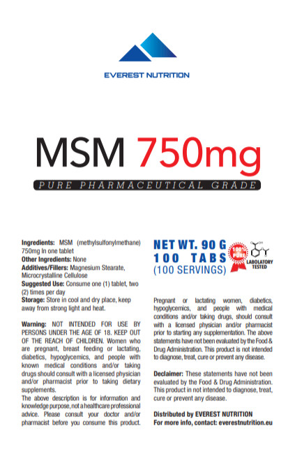 MSM ORGANIC SULFUR TABLETS, JOINT REGENERATION, ANTIOXIDANT, COLLAGEN SYNTHESIS