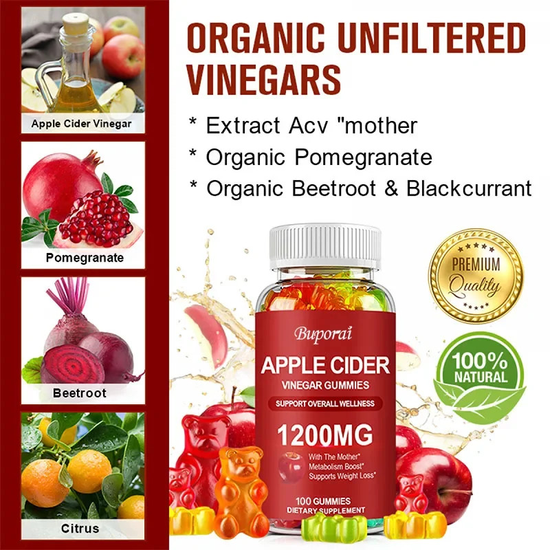 Apple Cider Vinegar 200pcs – Promotes Intestinal Digestion, Energy Metabolism