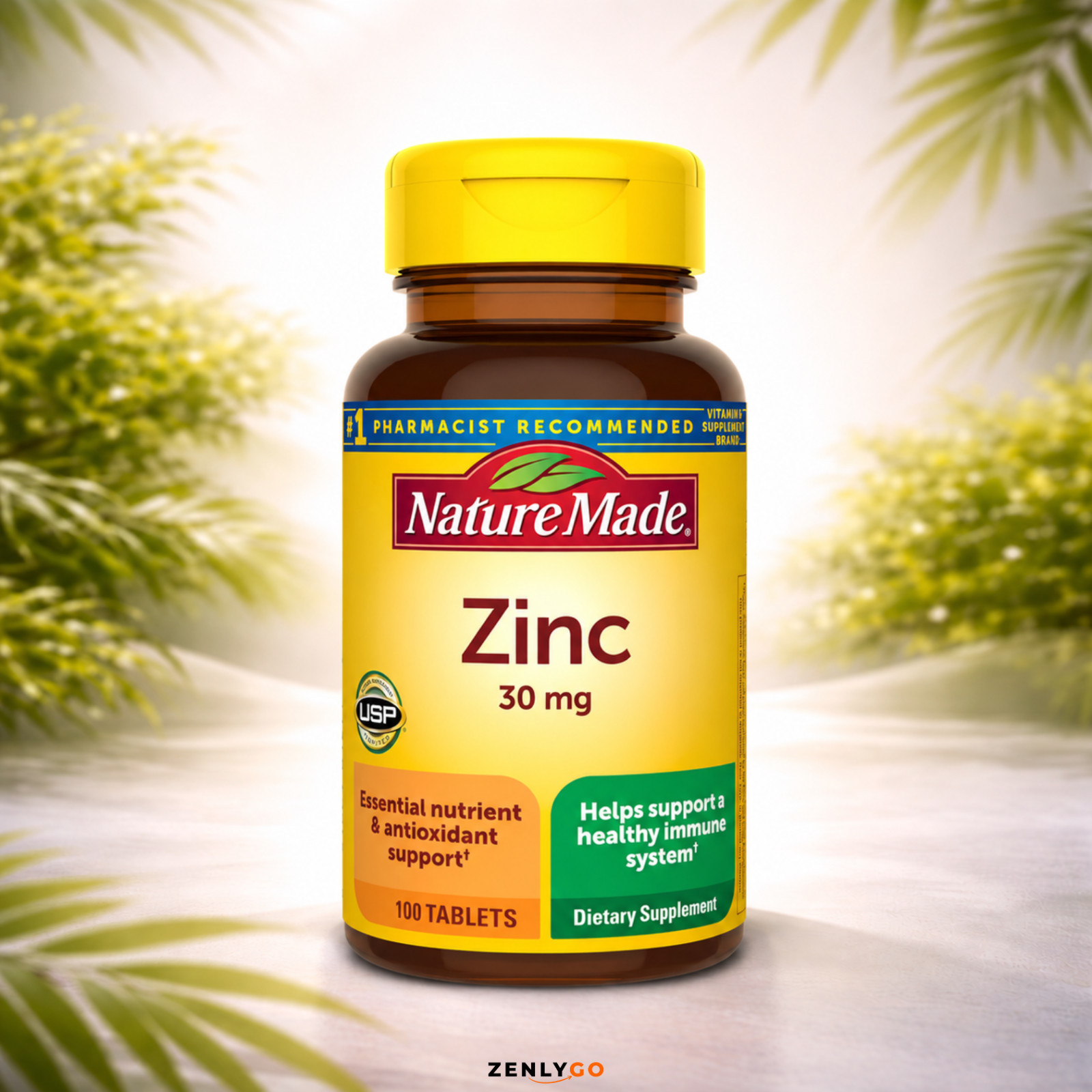 Nature Made Zinc 30 mg Dietary Supplement Immune Health and Antioxidant 100 Tabs