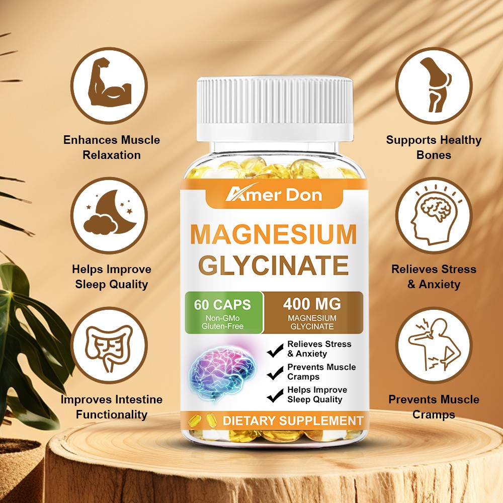 Amer Don’s High Absorption Magnesium Glycinate 400 mg, 60 Capules Non-GMO