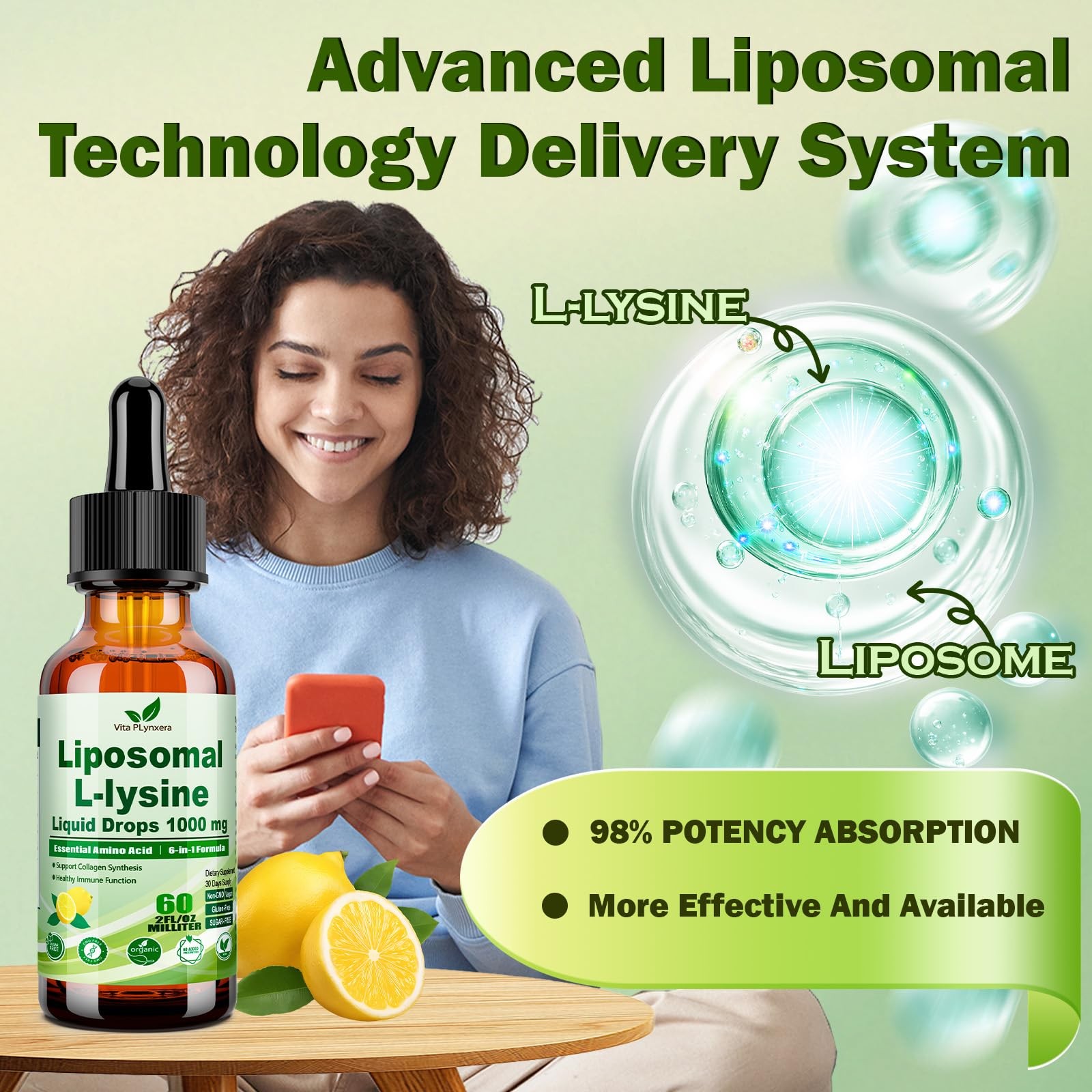 L-Lysine 1000mg Liquid Drops w. Monolaurin Olive Leaf 2 Fl Oz (Pack of 1)