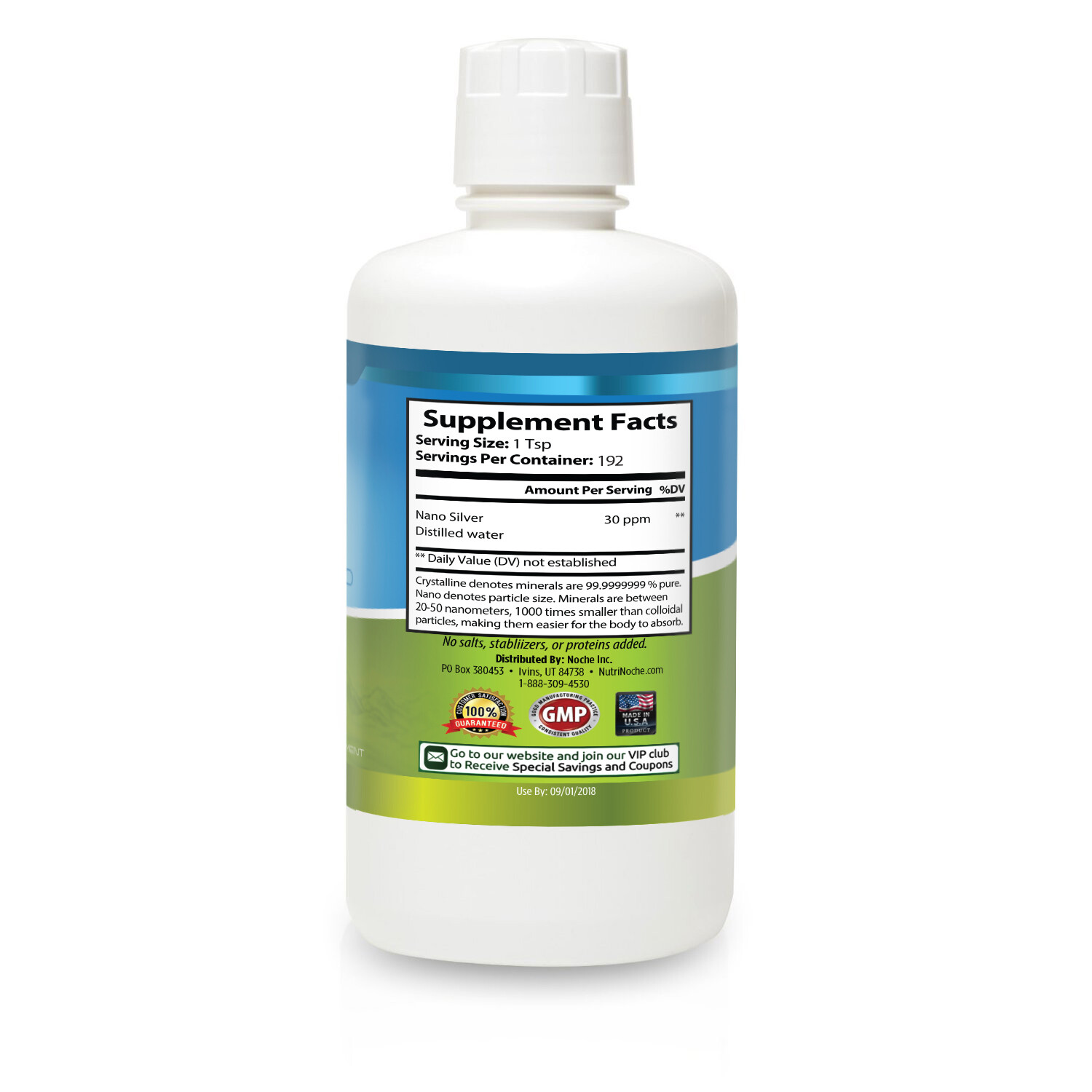 NutriNoche Colloidal Silver Mineral Supplement – The BEST Silver – 30 PPM 32 oz