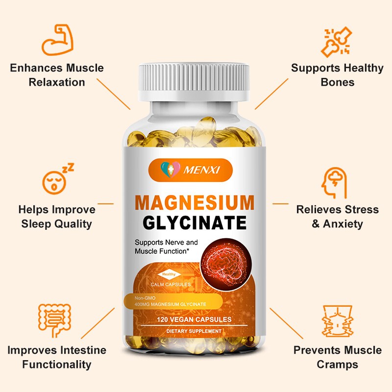 Magnesium Glycinate 400mg 360 Capsules For Sleep Stress Relief Support Bone Lot