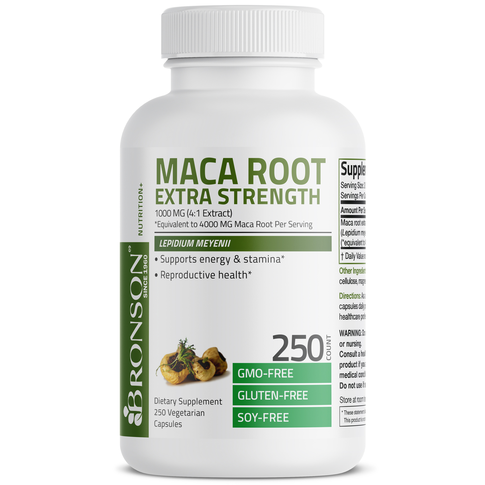 Bronson Maca Root Extra Lepidium Meyenii, Non-GMO 250 Vegetarian Capsules