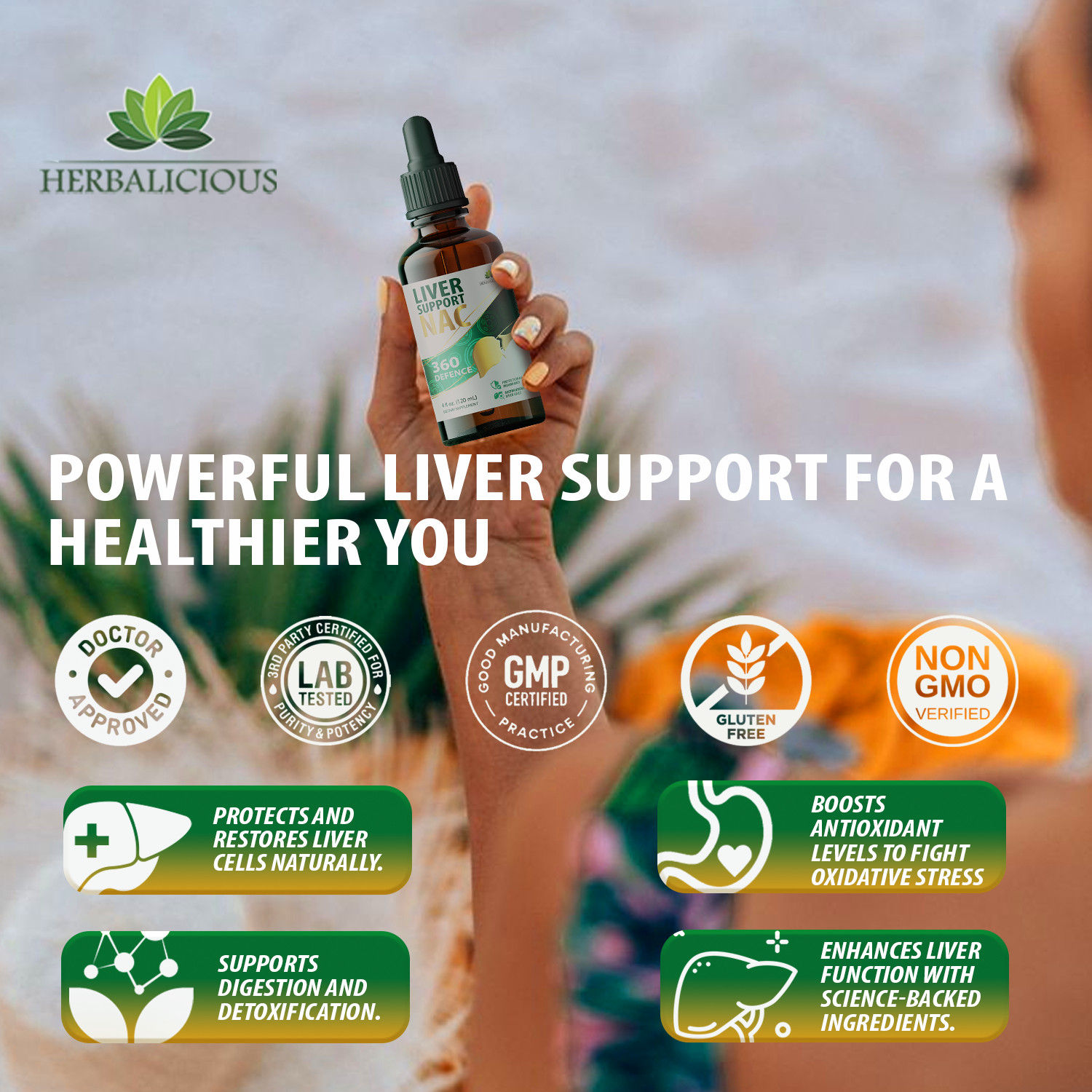 4oz Liver Support NAC Liquid Formula with NAC, Milk Thistle, Dandelion, Turmeric