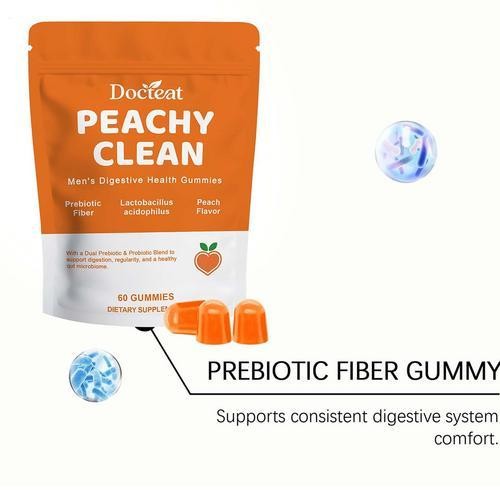 Peachy Clean Prebiotic Fiber Gummy, Clean Fiber Gummies for Men