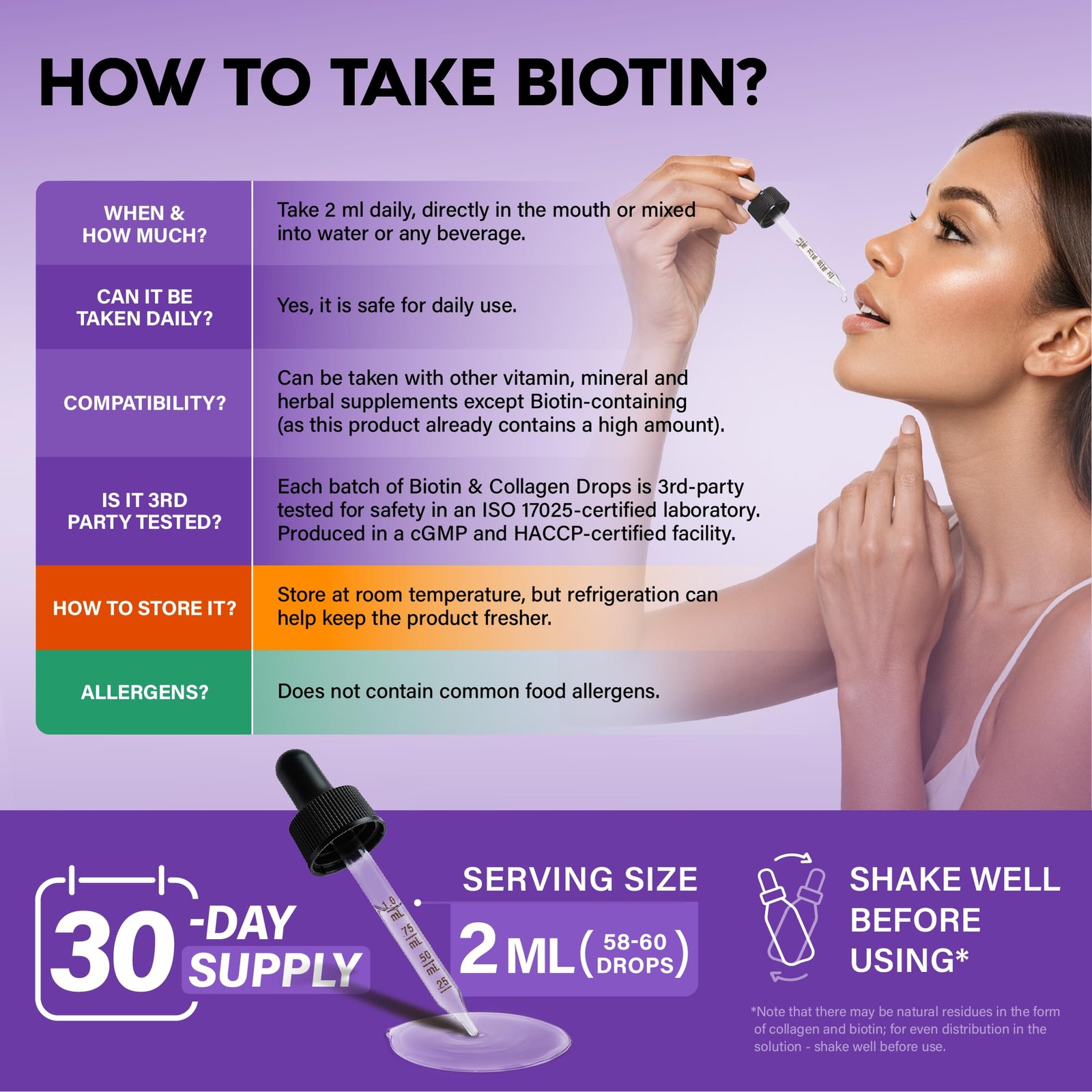 Liquid Biotin & Collagen 60,000 mcg – Vitamins for Hair 2 Fl Oz (Pack of 1)
