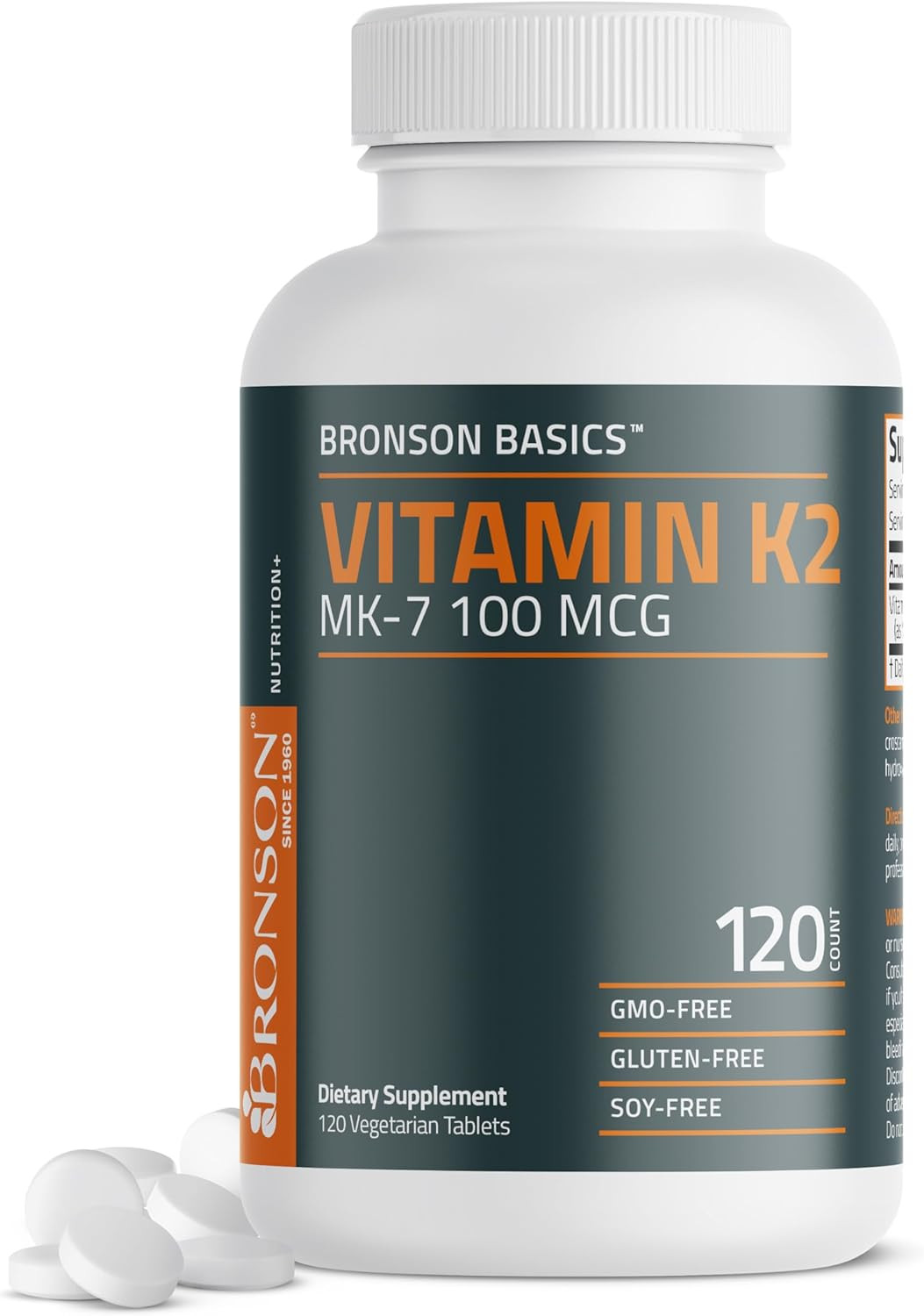 Vitamin K2 MK-7 100 MCG, K2 as MK7 Menaquinone, Bone Support Non-Gmo, 120ct, 1pk