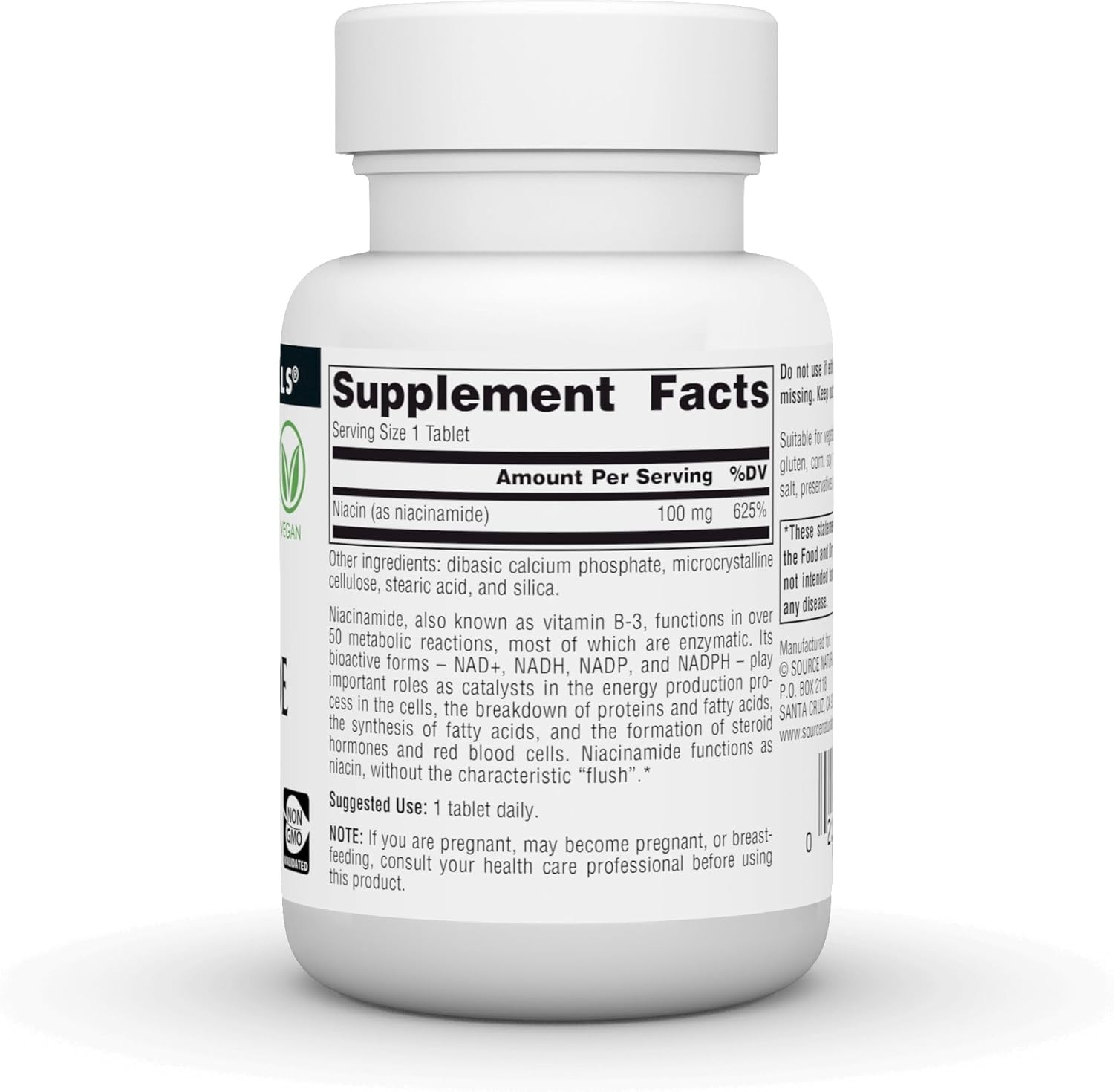 Source Naturals Niacinamide B-3, 100 mg Dietary Supplement – 100 Tablets