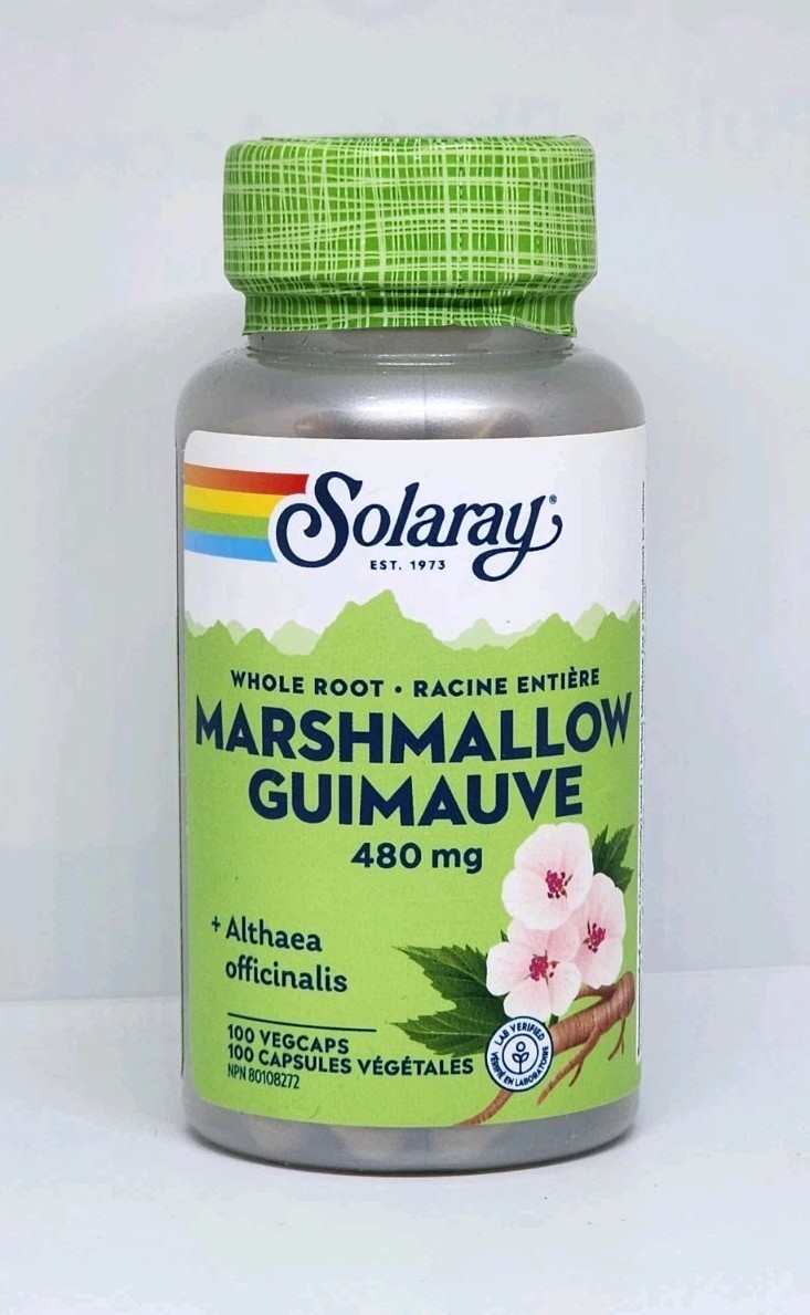 Solaray Marshmallow Whole Root 480mg 100 Veggie Capsules New Sealed Exp 05/2026