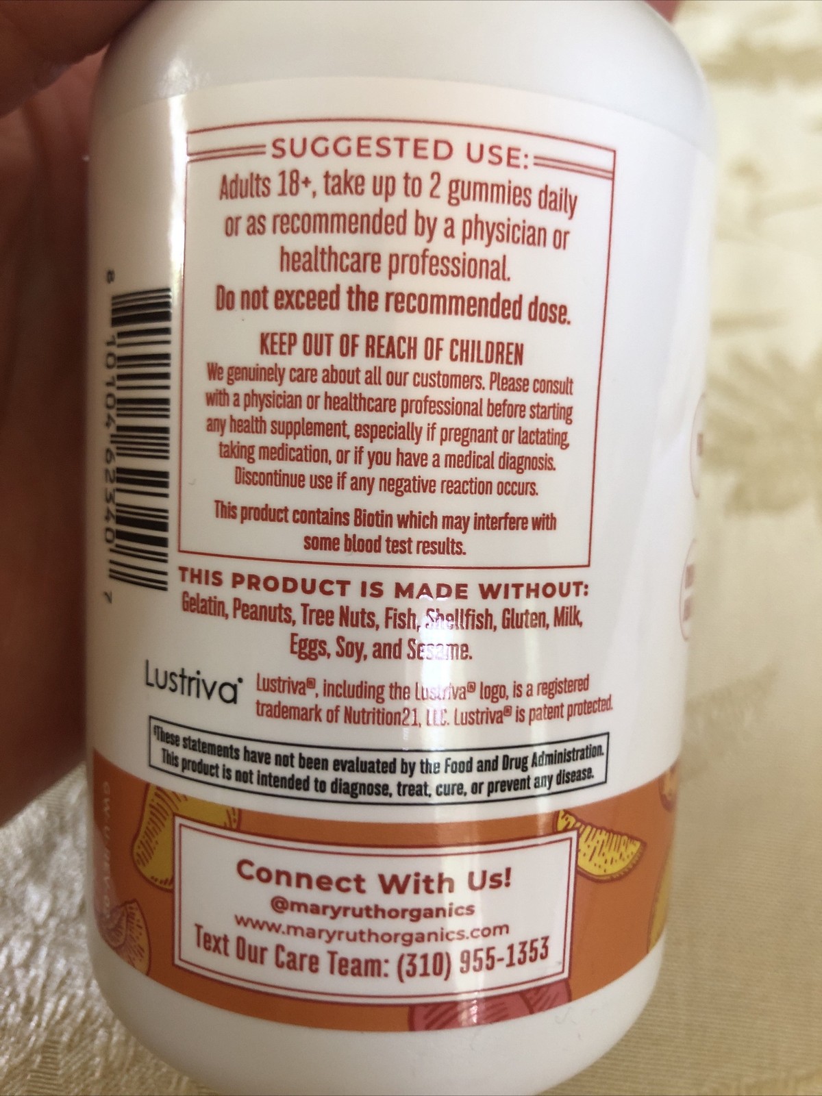 Mary Ruth’s Multivitamin Gummies + Hair Growth, Peach Mango, 60 Gummies