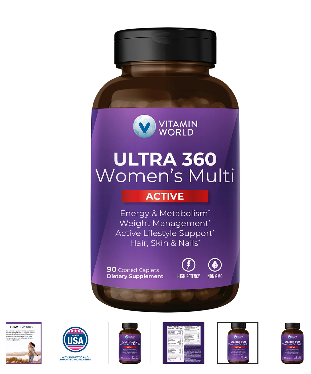 Vitamin World Ultra 360 Women’s Multi Active 90 caplets Exp. 01/31/2028
