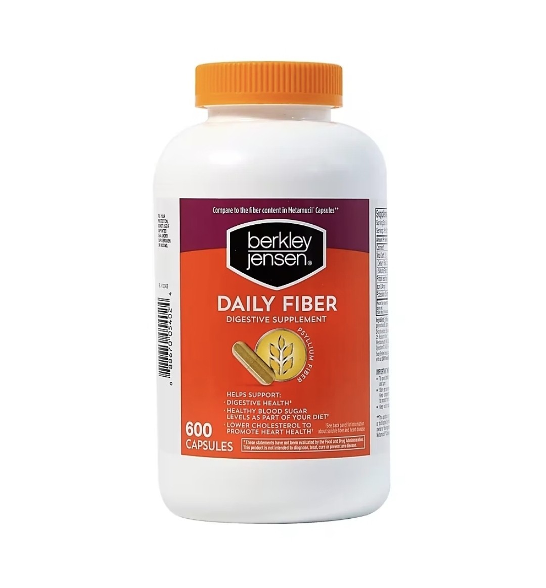 Berkley Jensen Daily Psyllium Husk Fiber Supplement, 600 Capsules Exp 12/25+