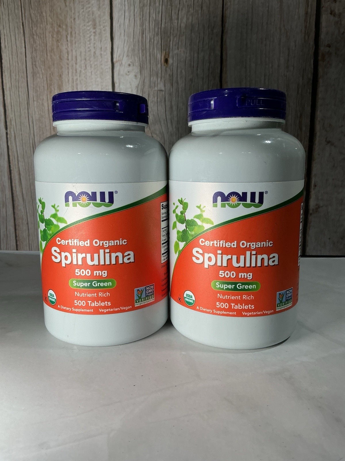 Now Foods Certified Organic Spirulina 500 mg Super Green 500 Tablets Exp. 1/2028