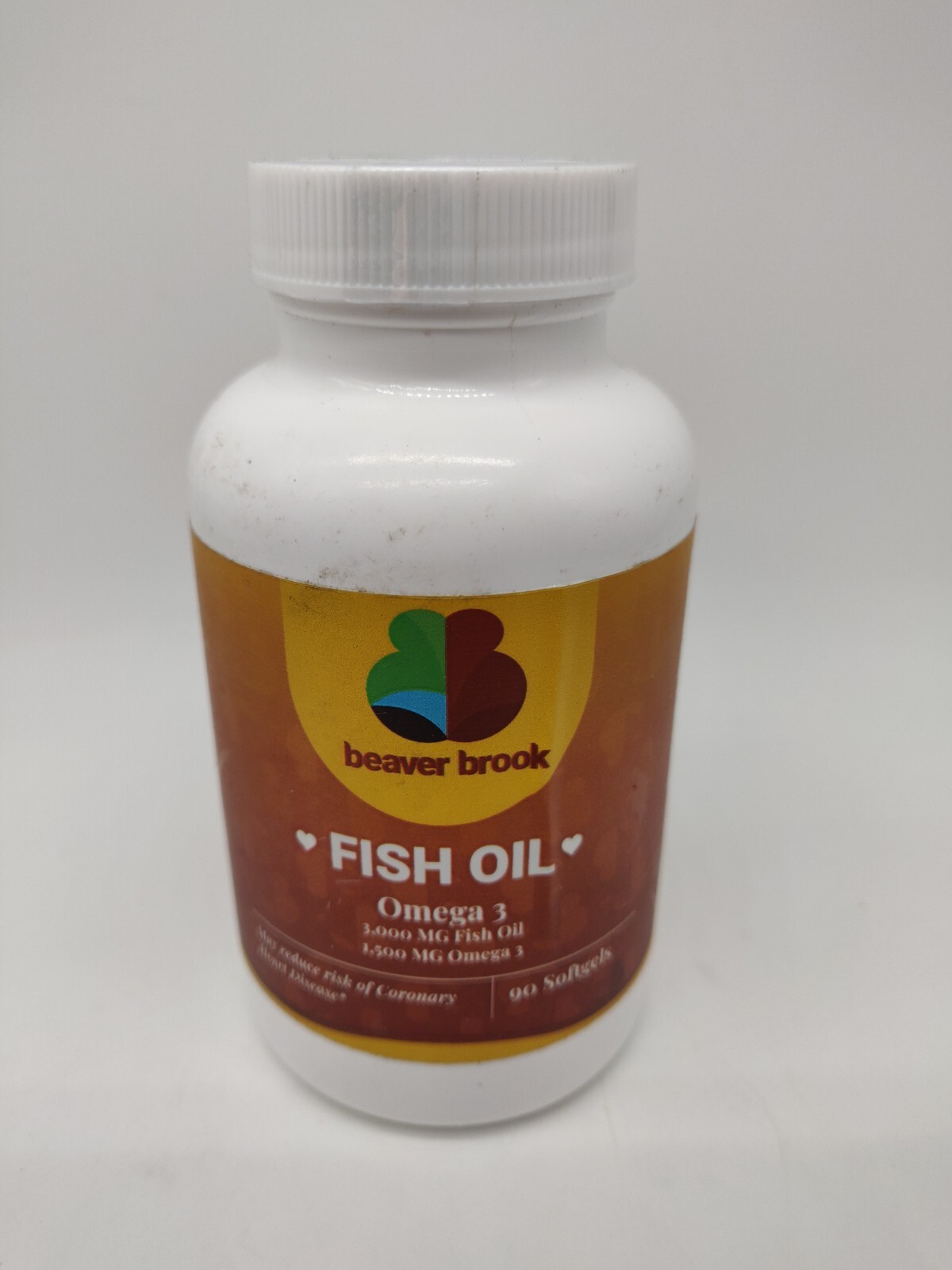 Beaver Brook Fish Oil 3,000 mg 90 Soft Gels Exp 07/2025 1,500 Omega 3